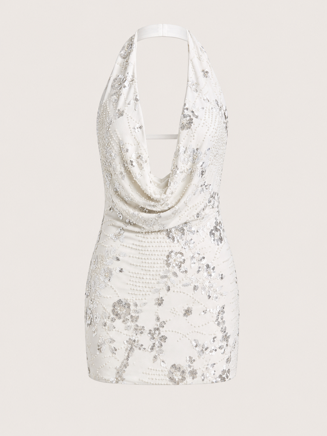 ISLA HALTER MINI DRESS - WHITE