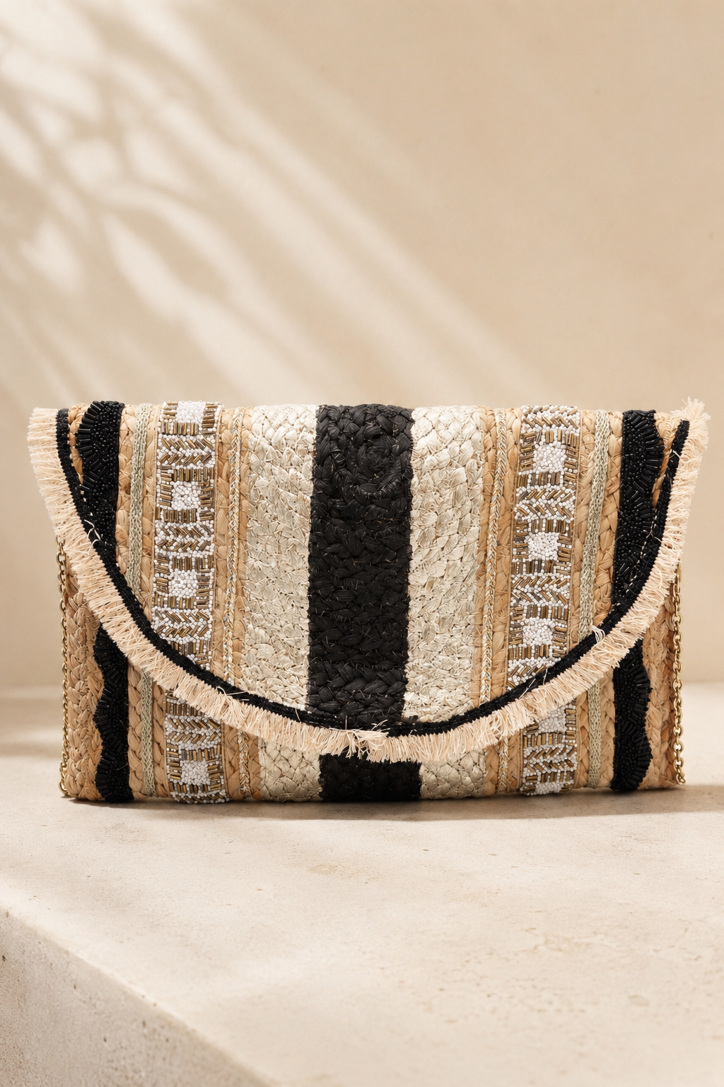 Shimmering straw bag