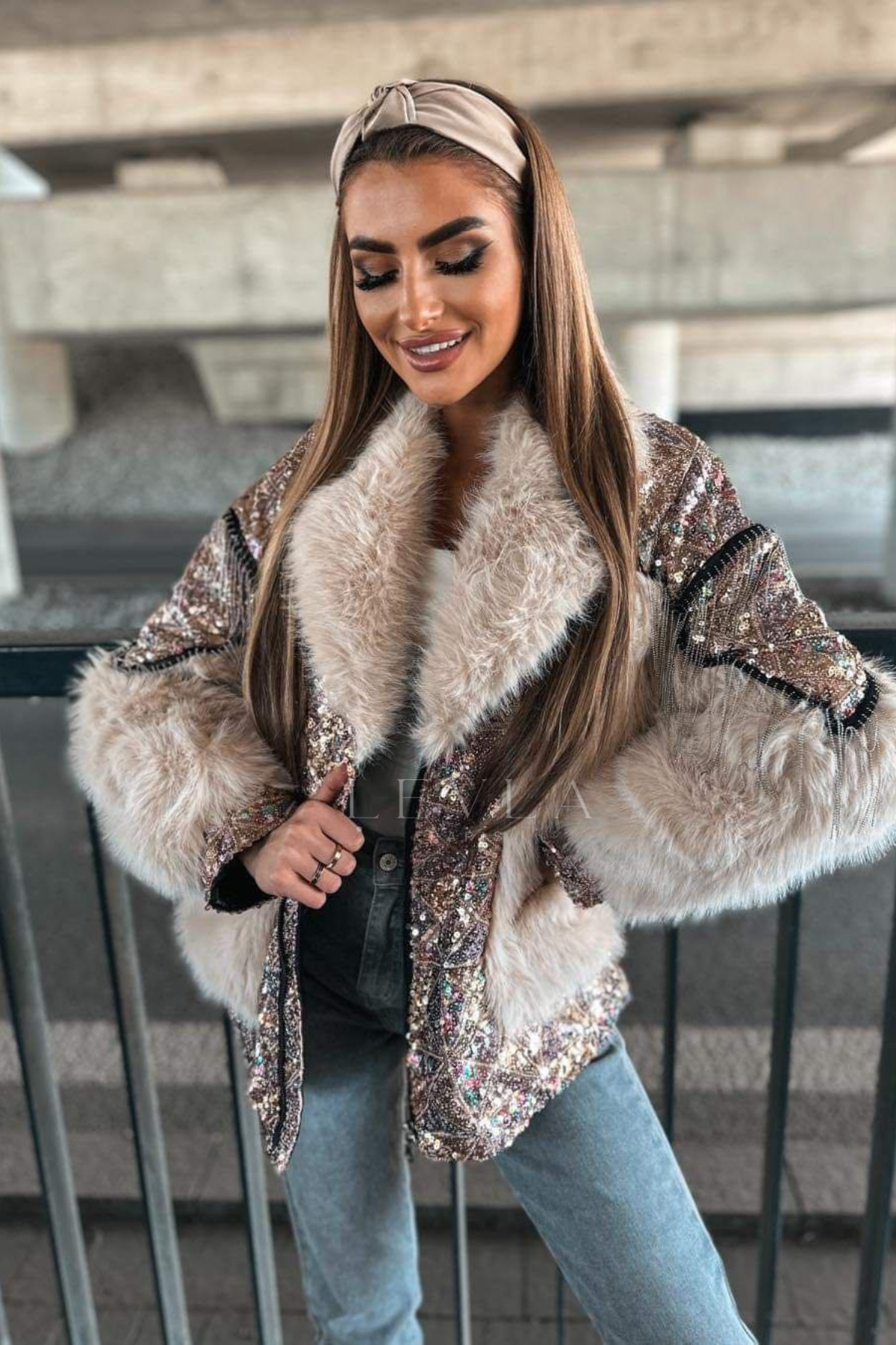 Azaka Paris ithal ışıltılı kürk