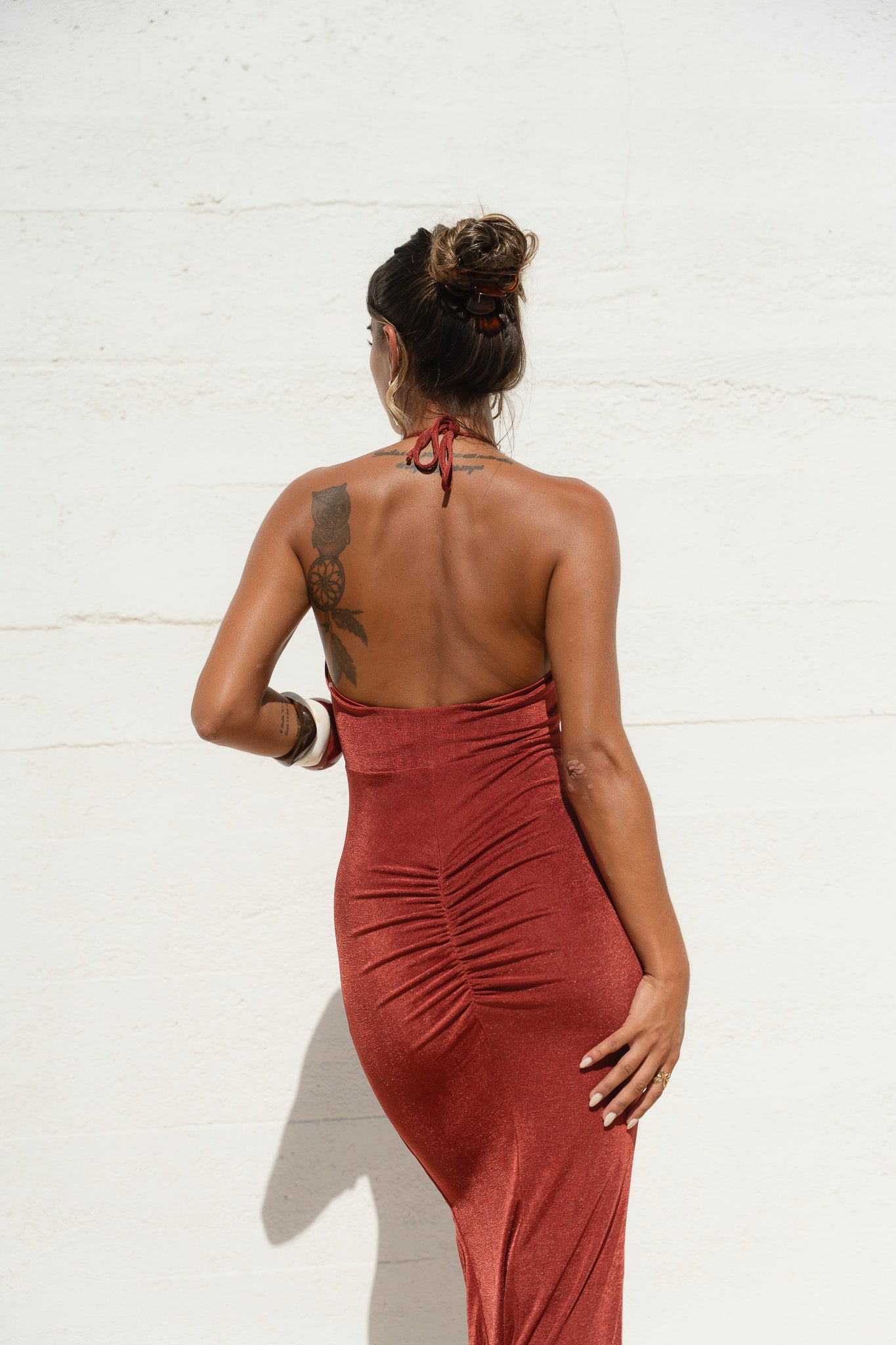 MAËLLE HALTER MAXI DRESS - TERRACOTTA