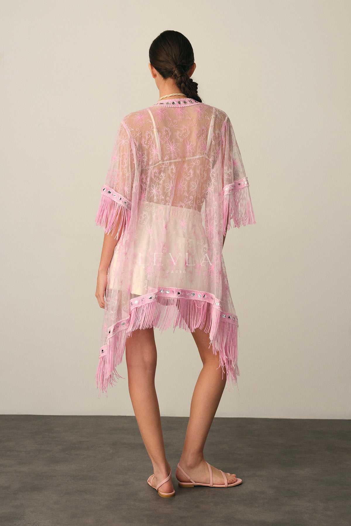 Dantel saçaklı kimono