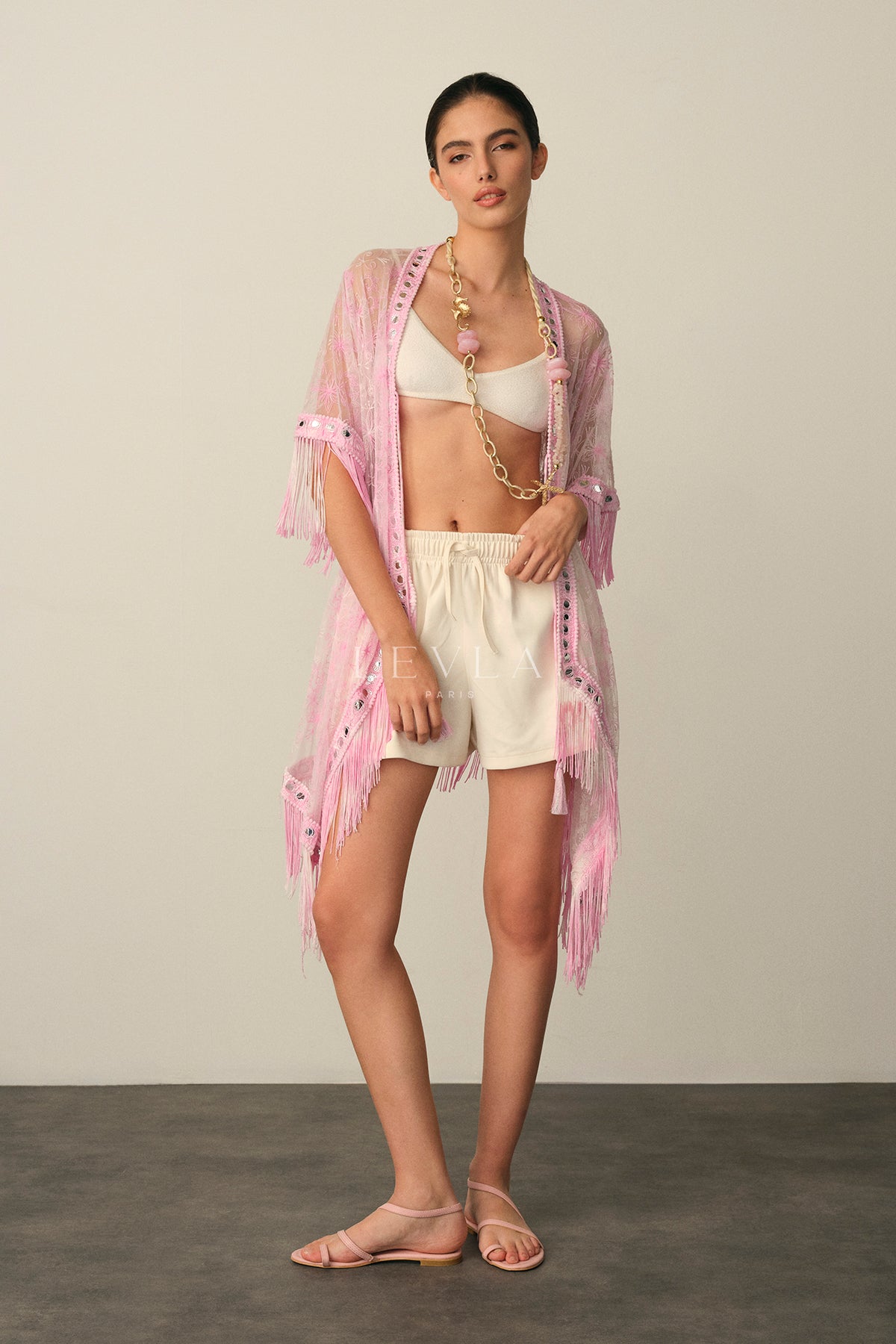 Dantel saçaklı kimono