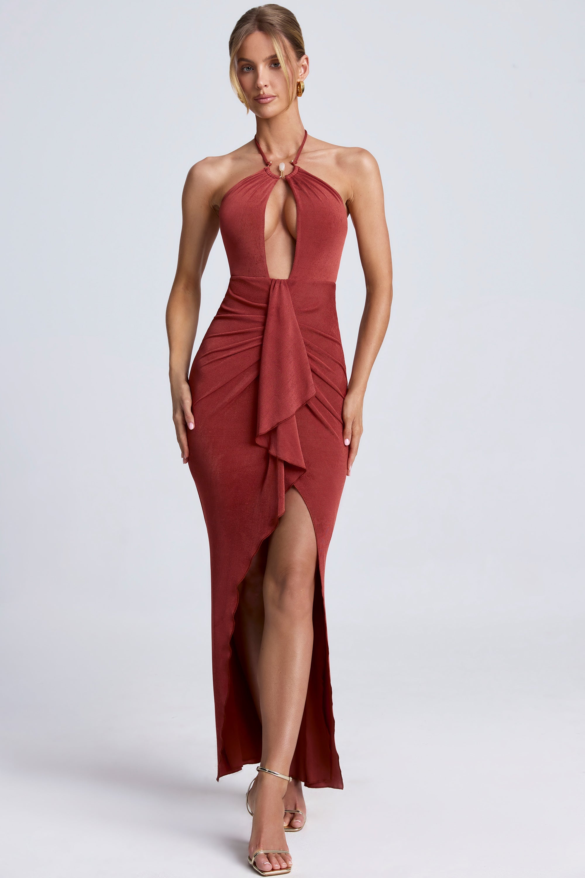 MAËLLE HALTER MAXI DRESS - TERRACOTTA