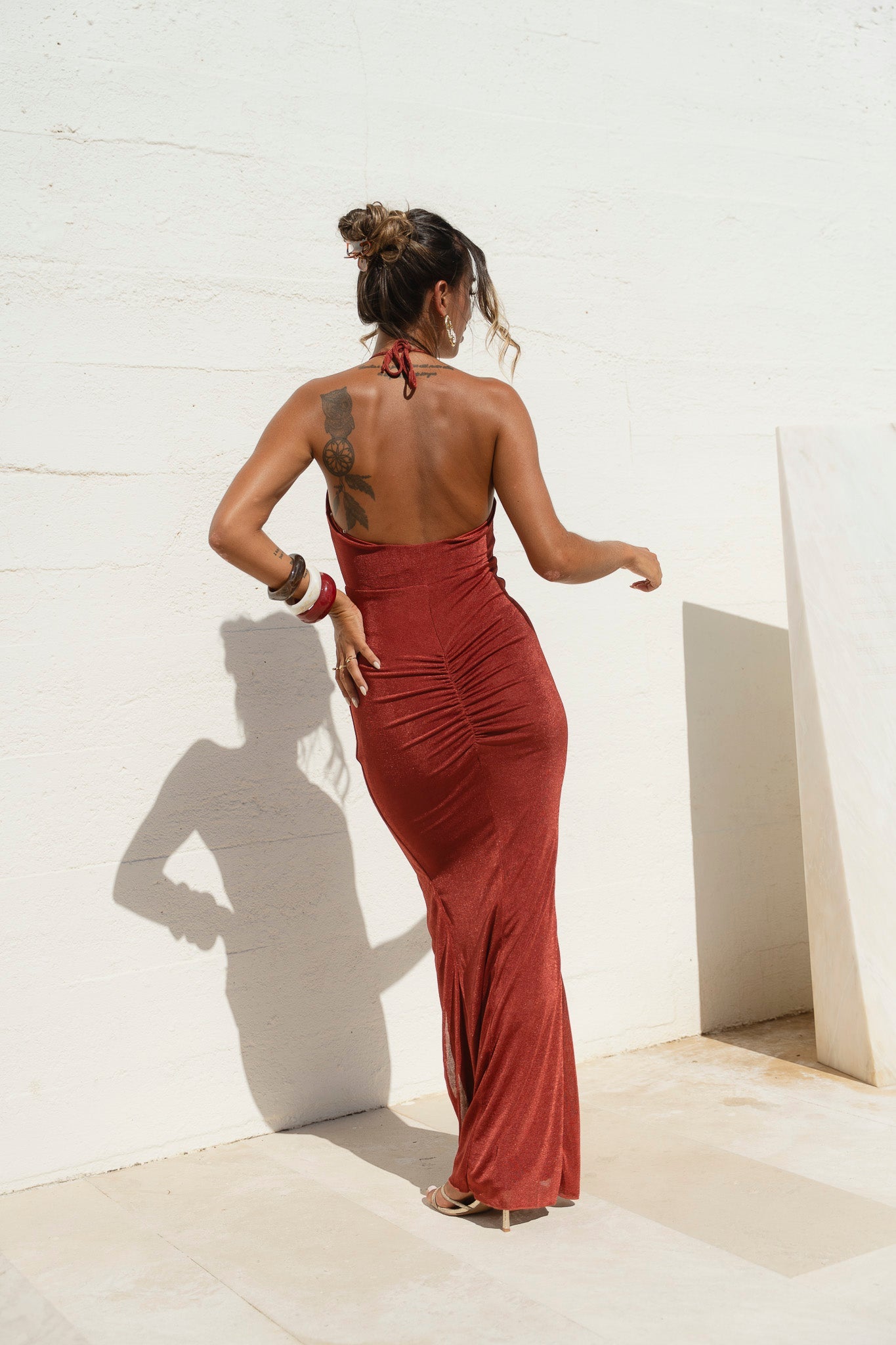 MAËLLE HALTER MAXI DRESS - TERRACOTTA