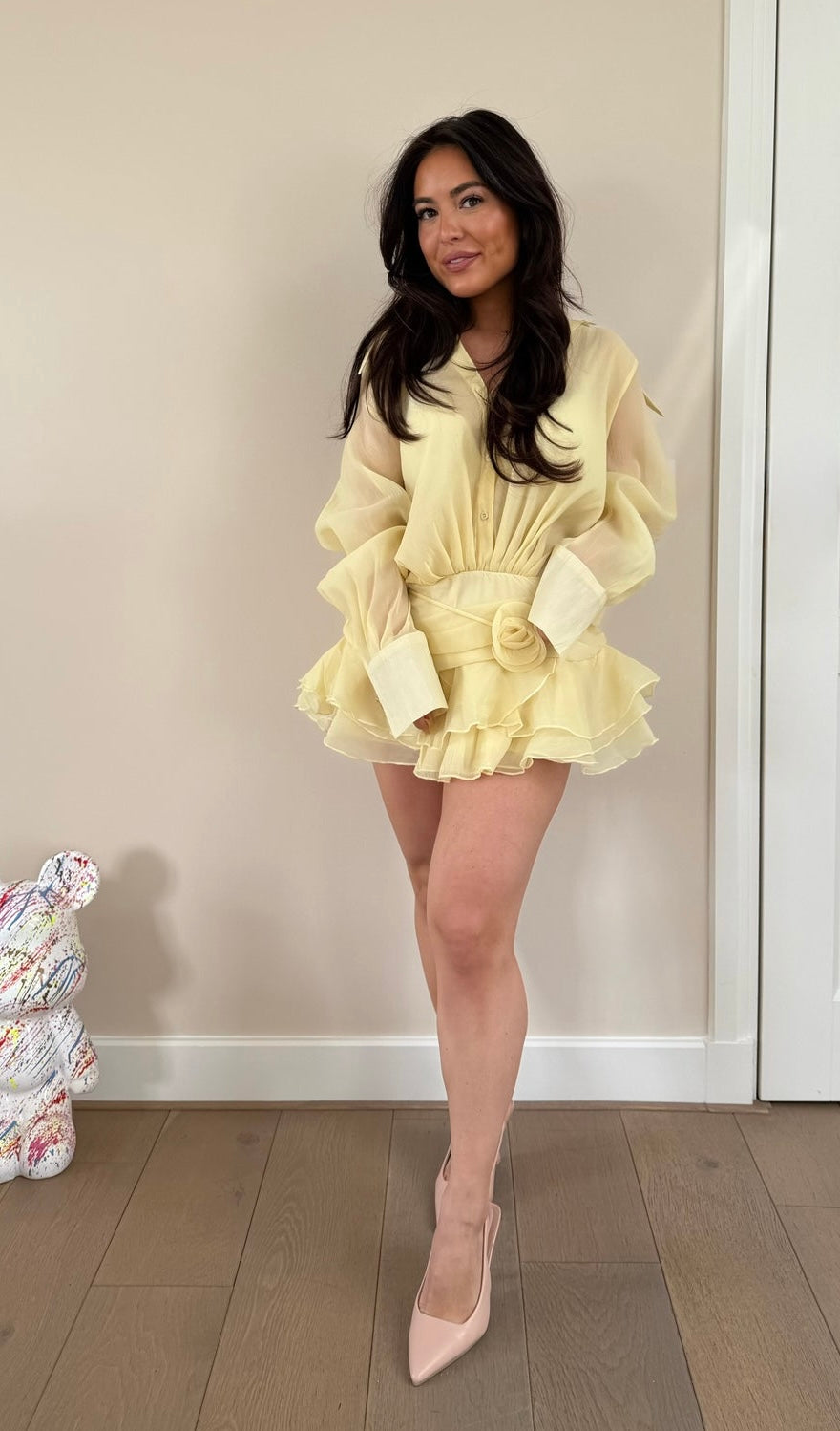 LOUISE CHIFFON MINI DRESS - YELLOW