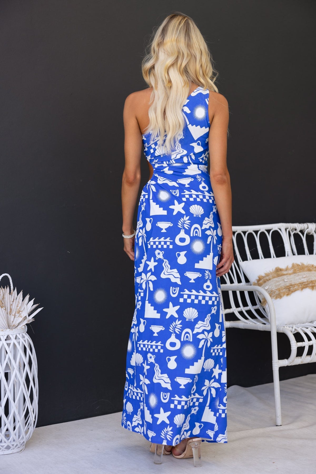 AMELIA ONE SHOULDER MAXI DRESS - BLUE