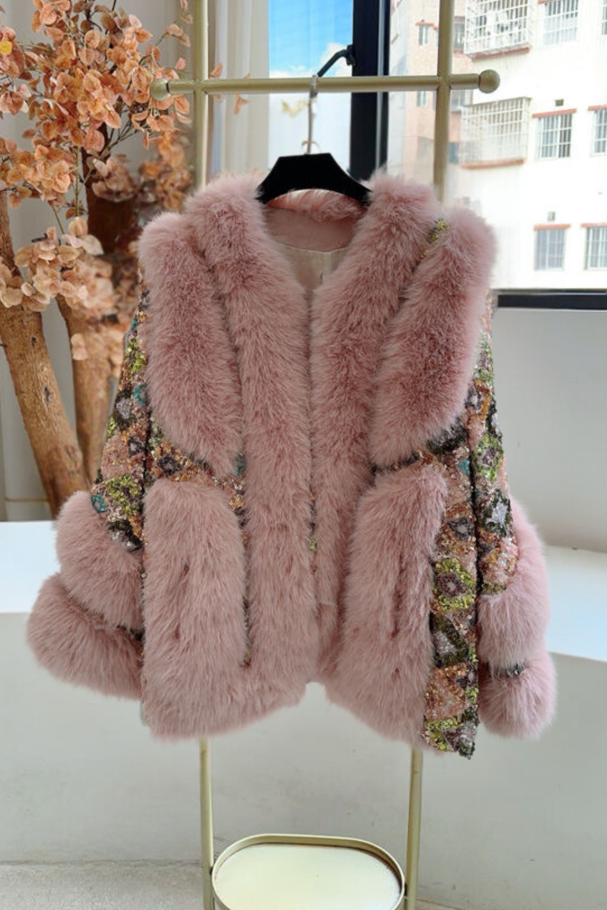 Azaka Paris ithal ışıltılı kürk