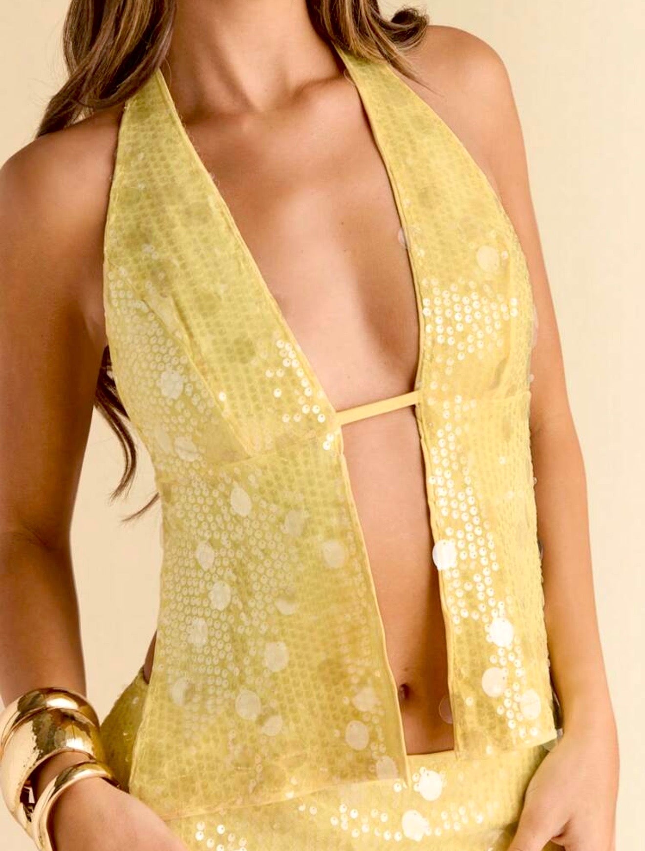 CALISTA SEQUIN TOP – YELLOW