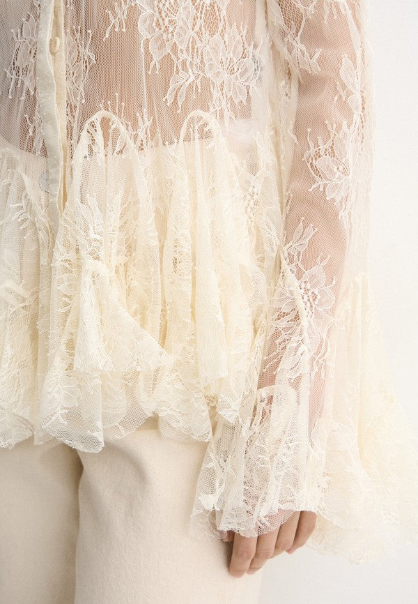 LUCIA LACE BLOUSE DRESS - CREAM