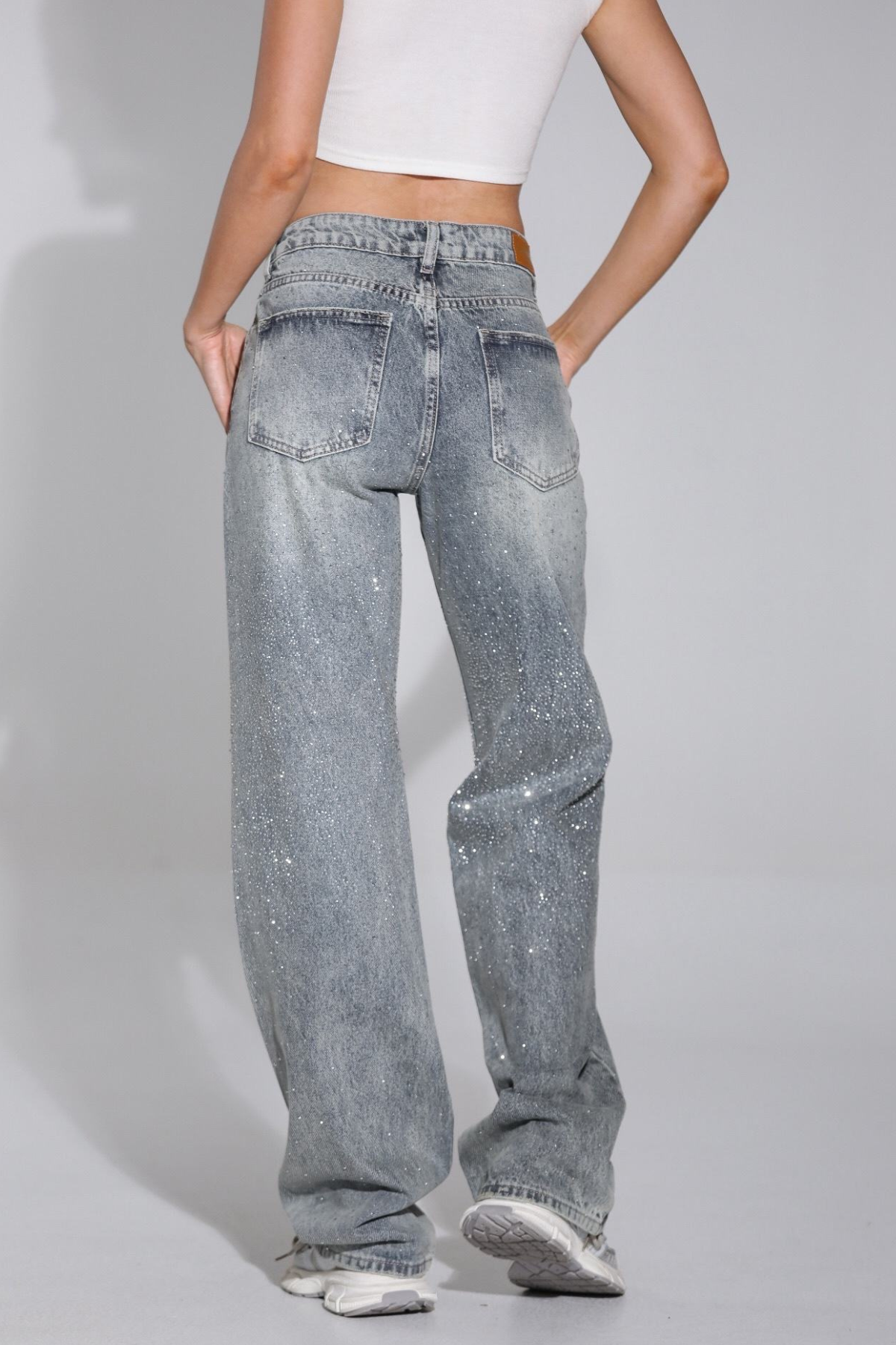 Taşlı jean pantolon