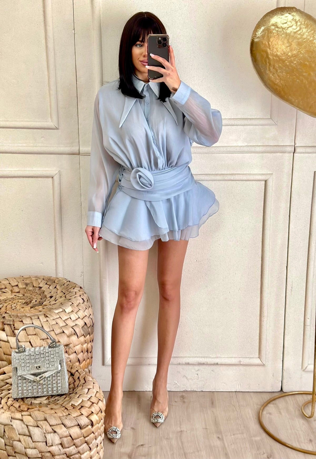 LOUISE CHIFFON MINI DRESS - BLUE