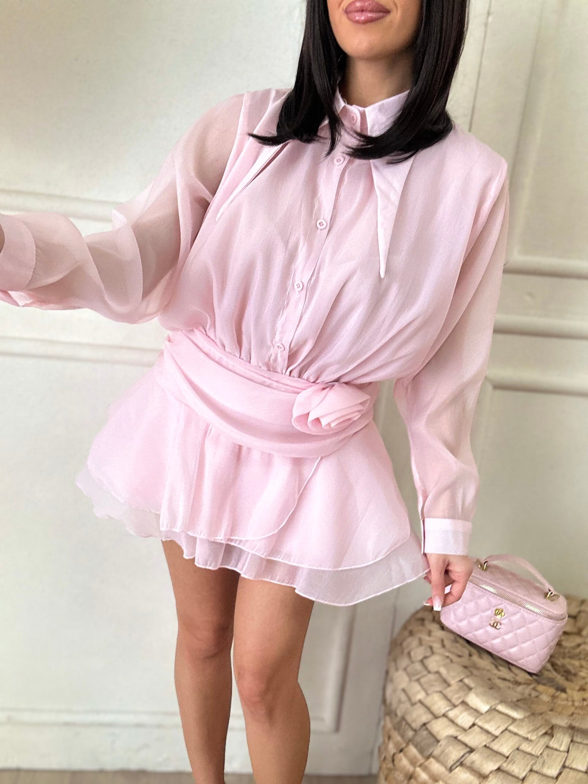 LOUISE CHIFFON MINI DRESS - PINK