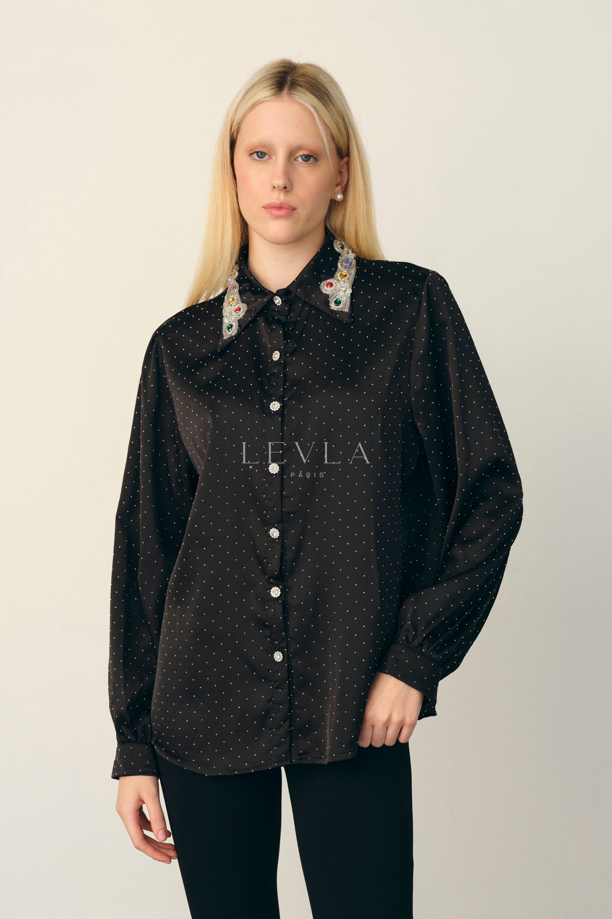 Taşlı oversize gömlek