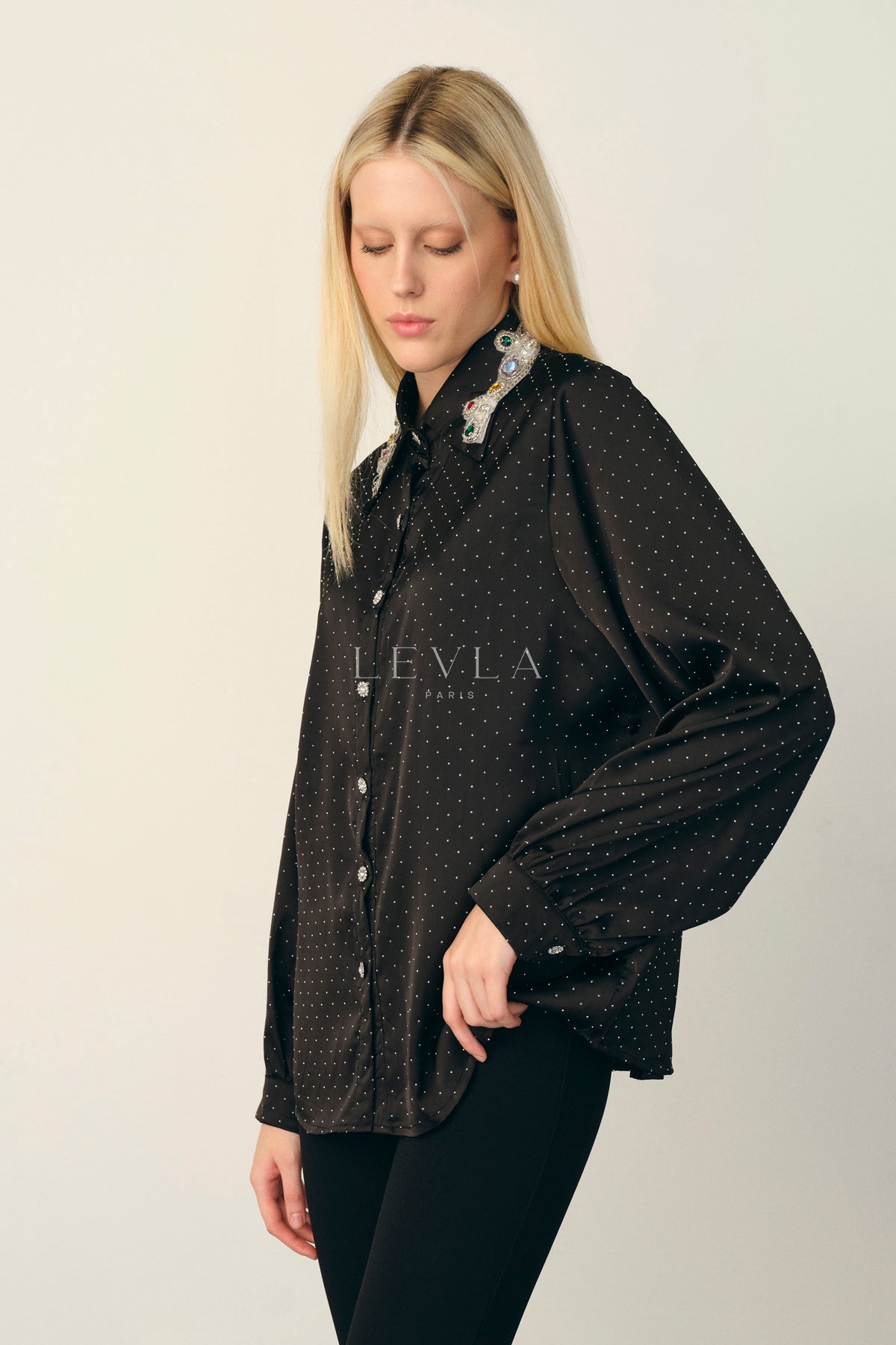 Taşlı oversize gömlek