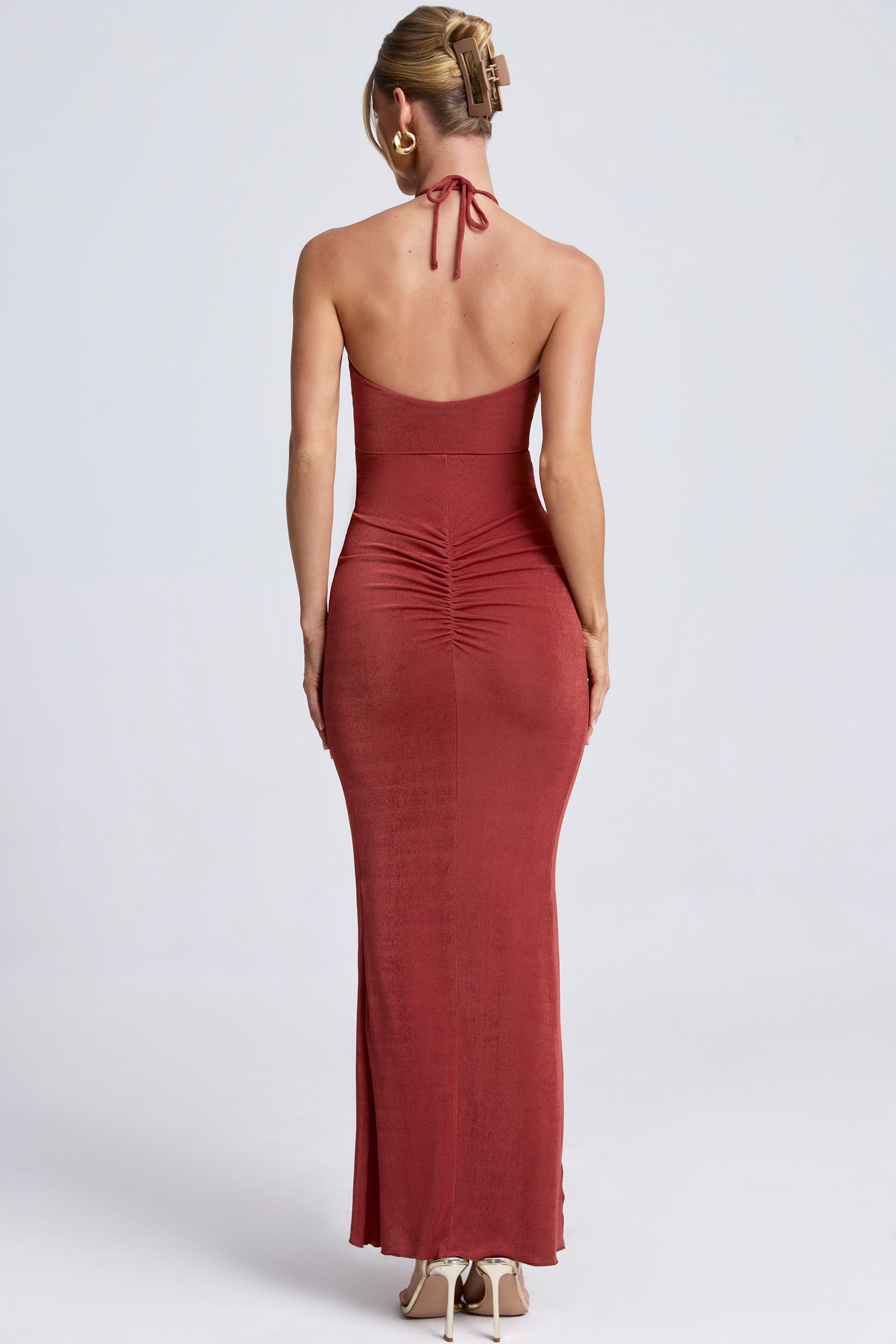 MAËLLE HALTER MAXI DRESS - TERRACOTTA