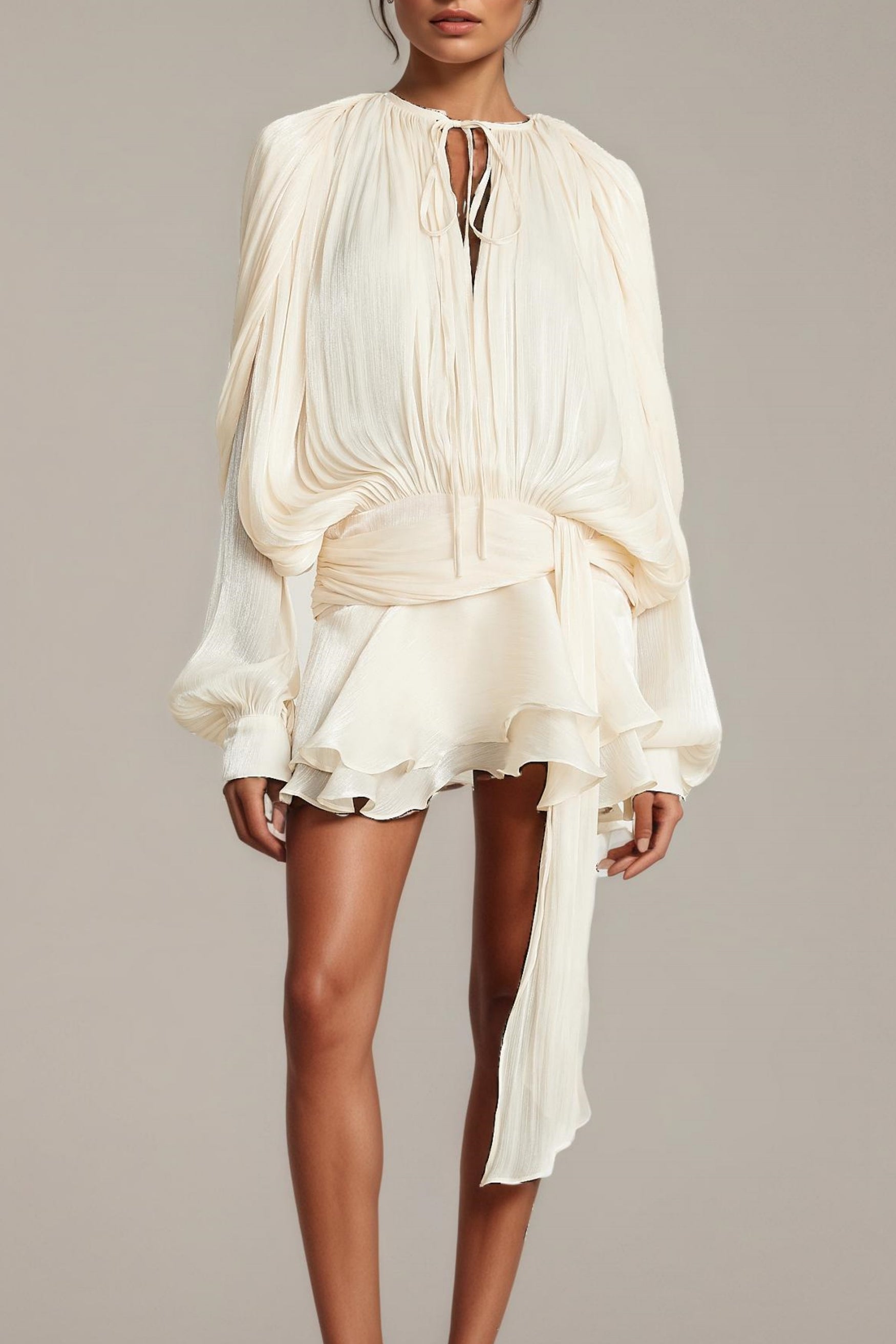 ADÈLE SILK TOUCH MINI DRESS – WHITE