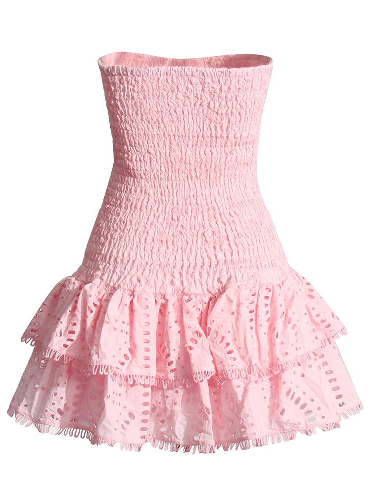 MIA BRODERIE MINI DRESS - PINK