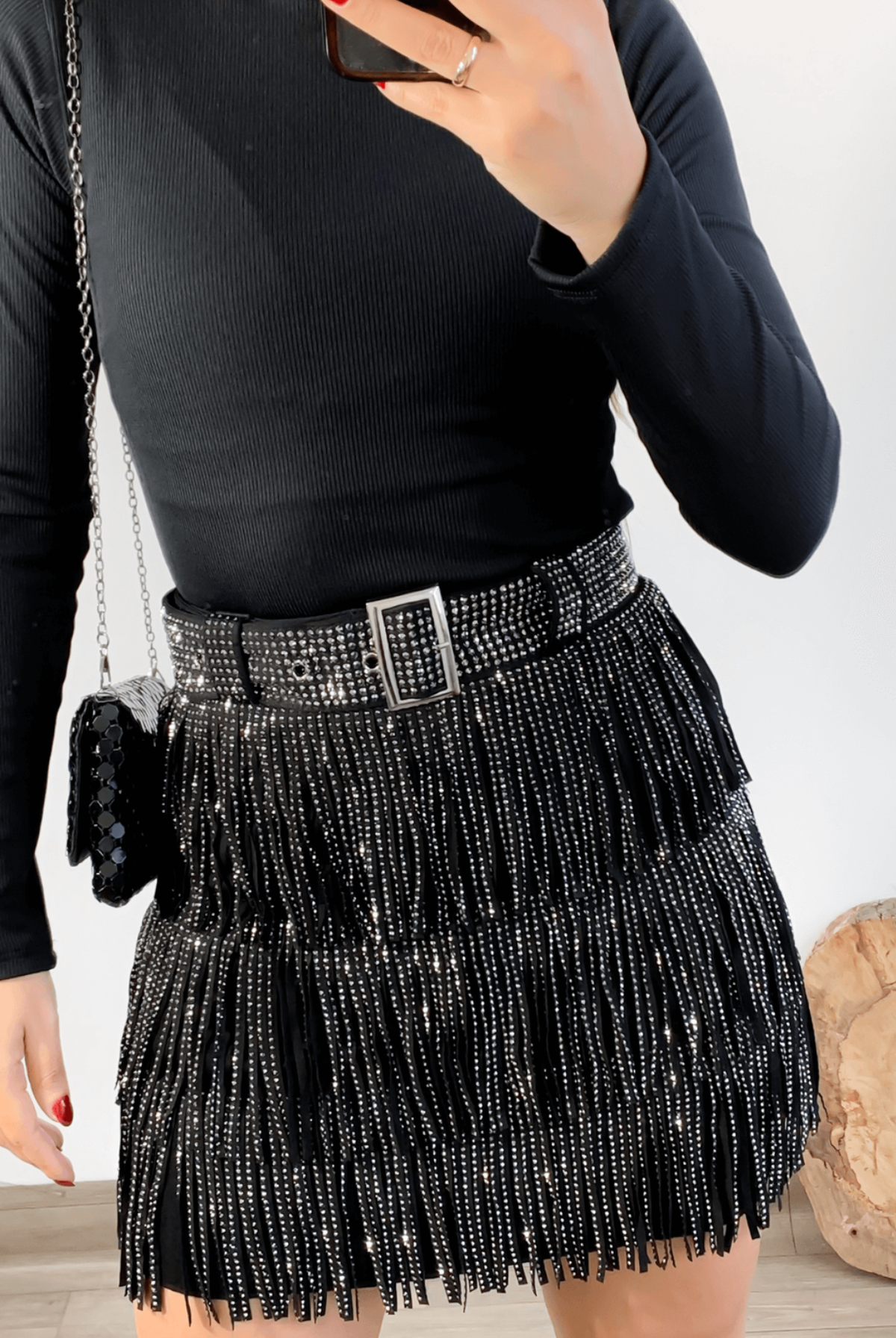 Mini Skirt with Stone Details