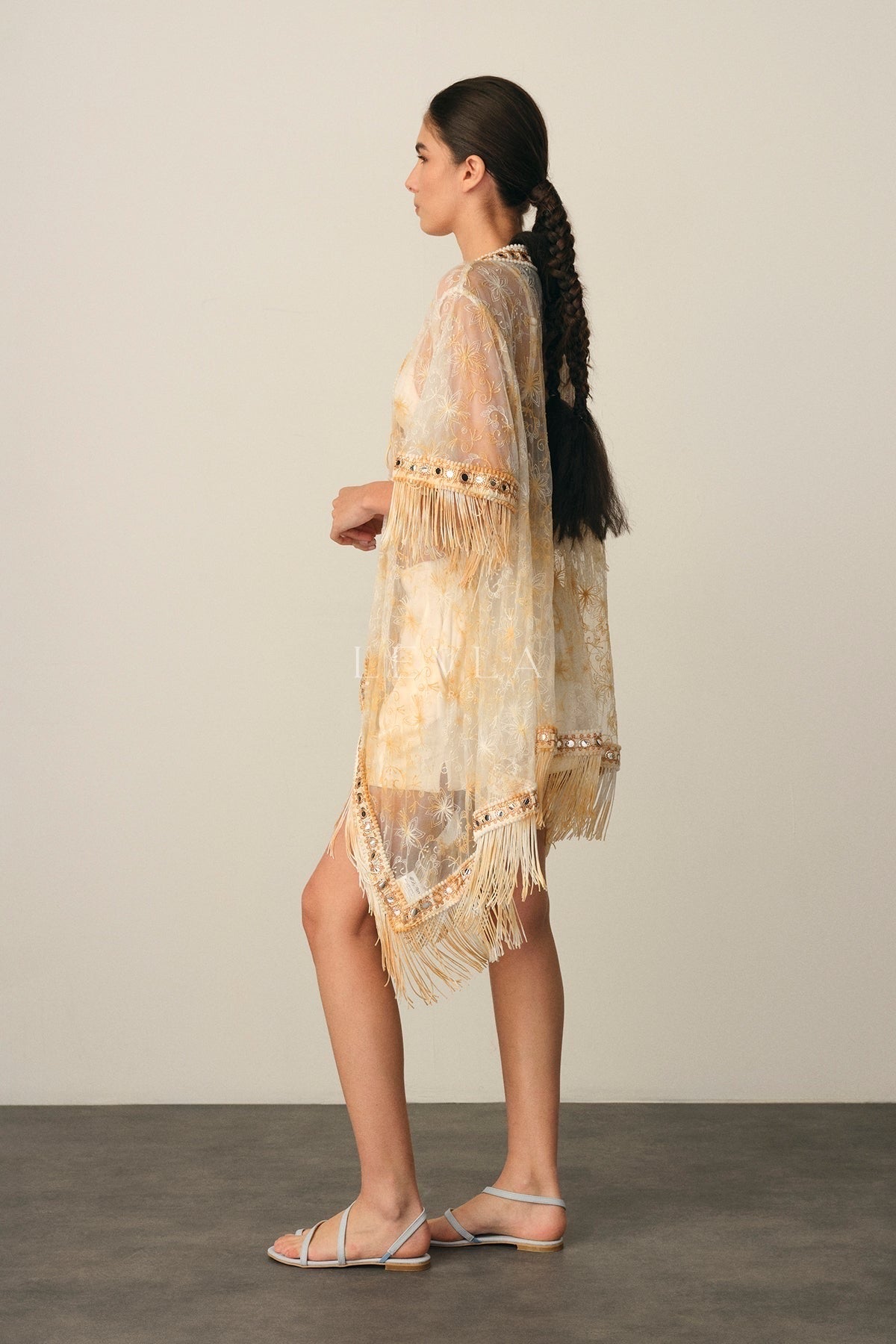 Dantel saçaklı kimono