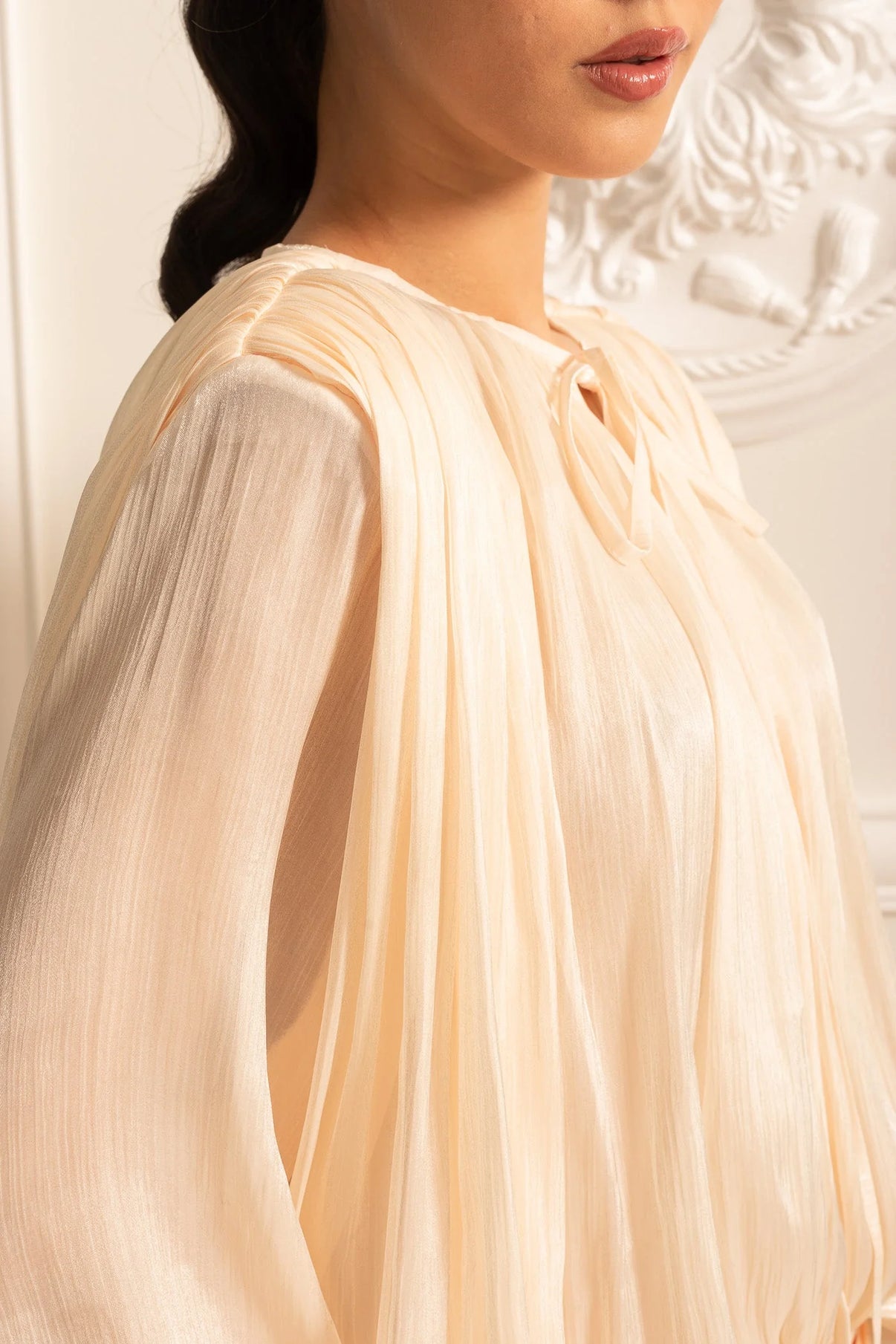 ADÈLE SILK TOUCH MINI DRESS – BEIGE