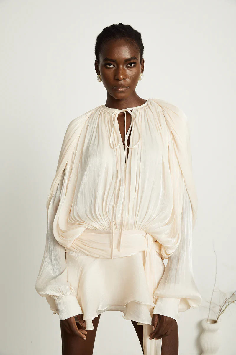 ADÈLE SILK TOUCH MINI DRESS – WHITE