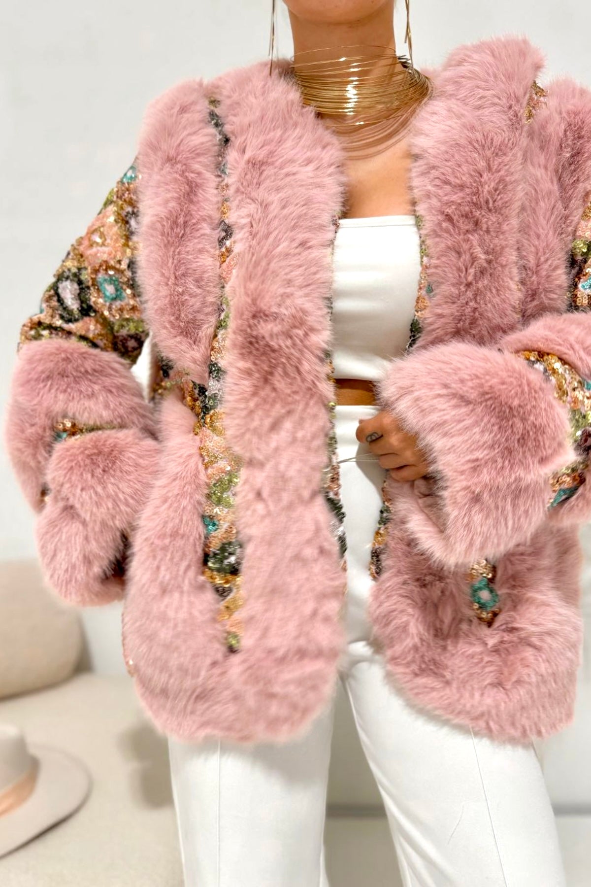 Azaka Paris ithal ışıltılı kürk