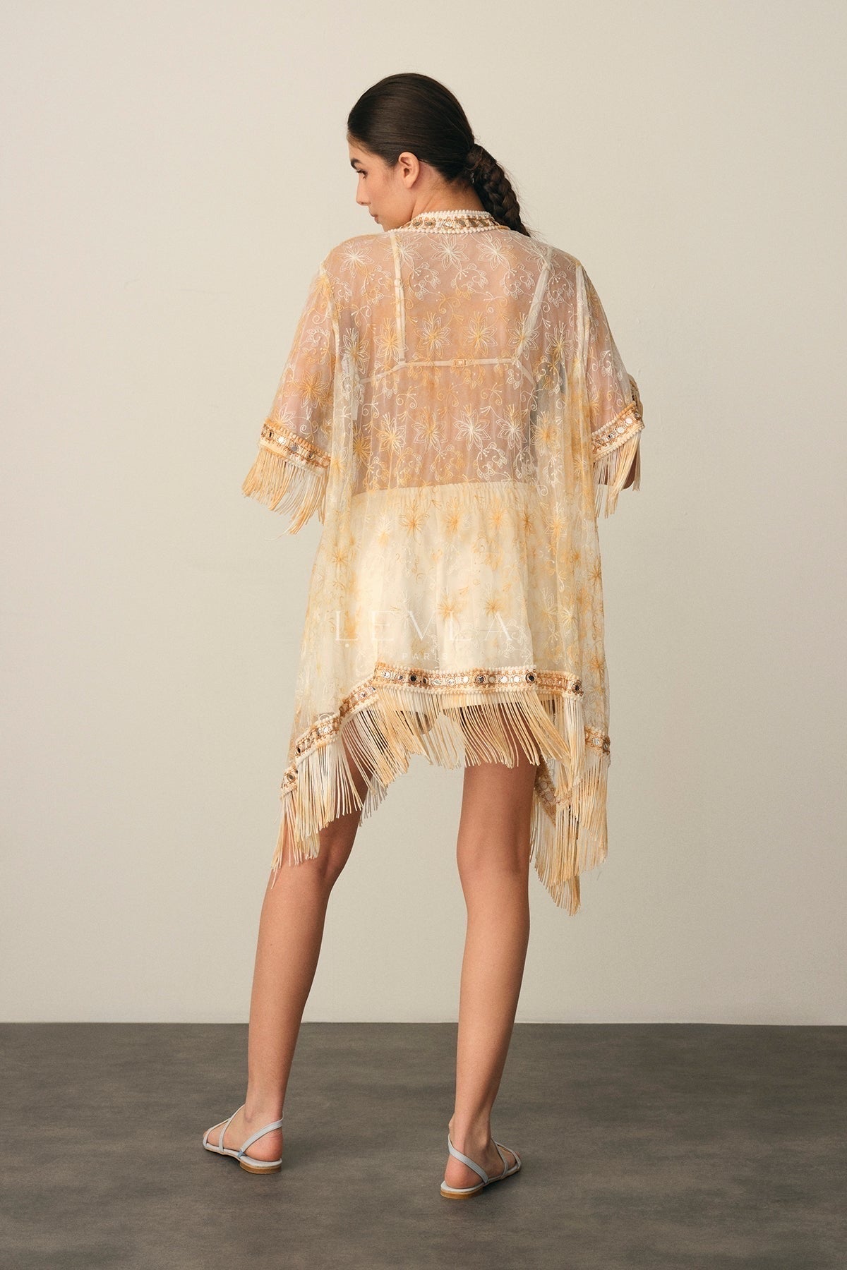 Dantel saçaklı kimono