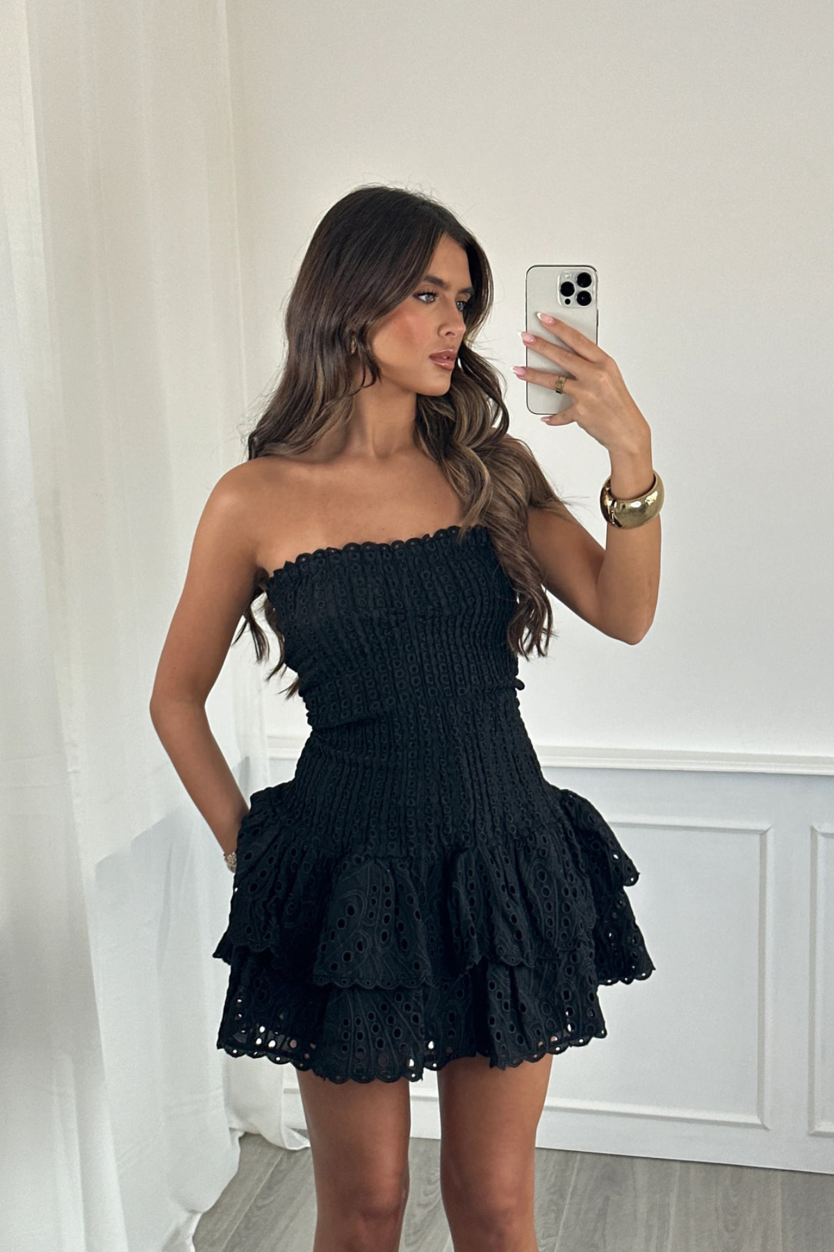 Mia fistolu mini elbise - Black