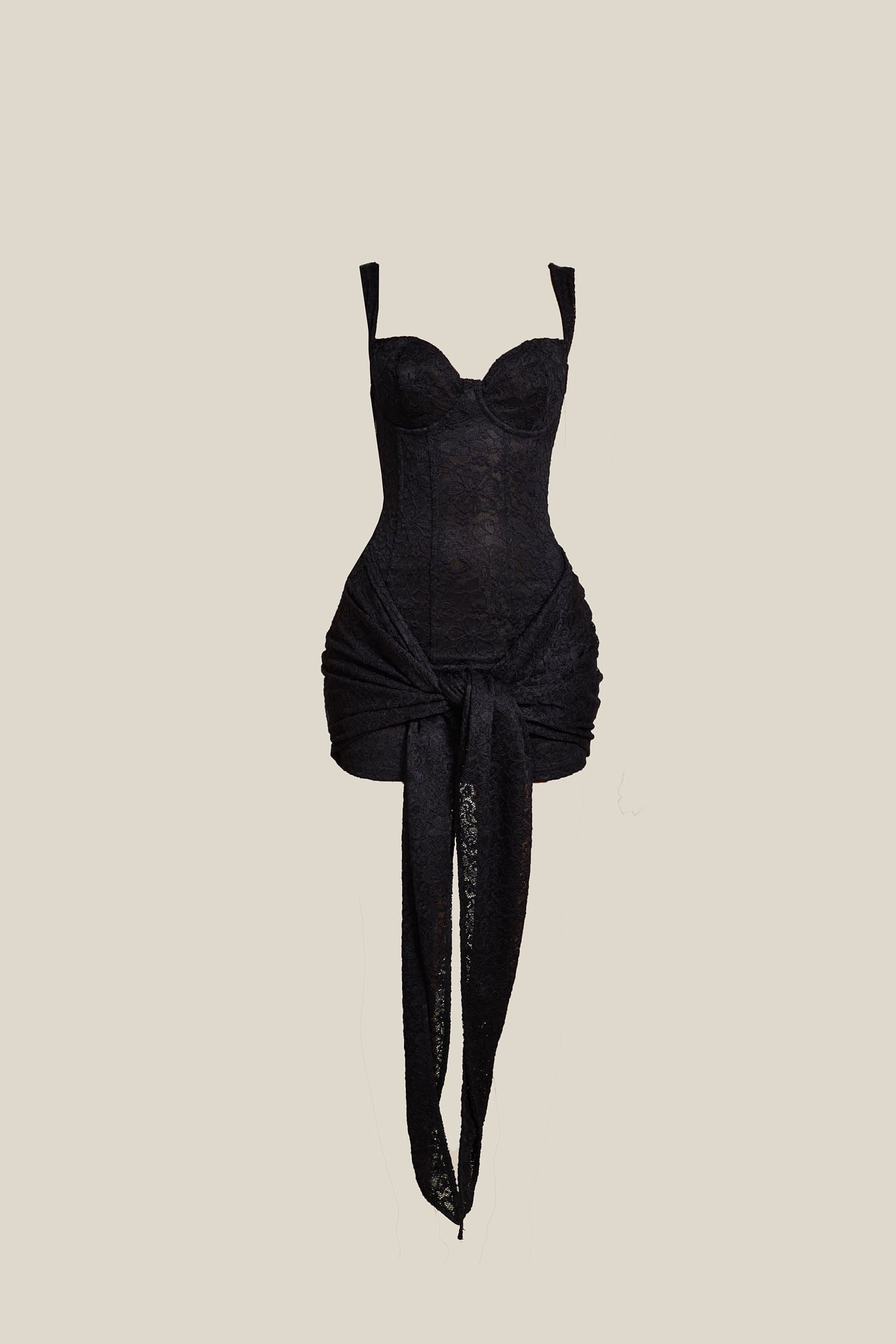 ALINA LACE CORSET MINI DRESS - BLACK