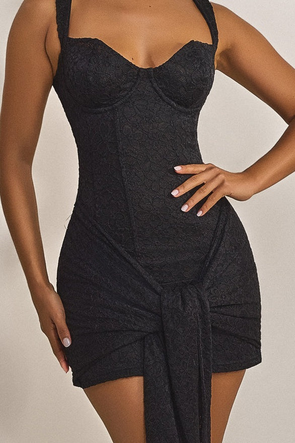 ALINA LACE CORSET MINI DRESS - BLACK