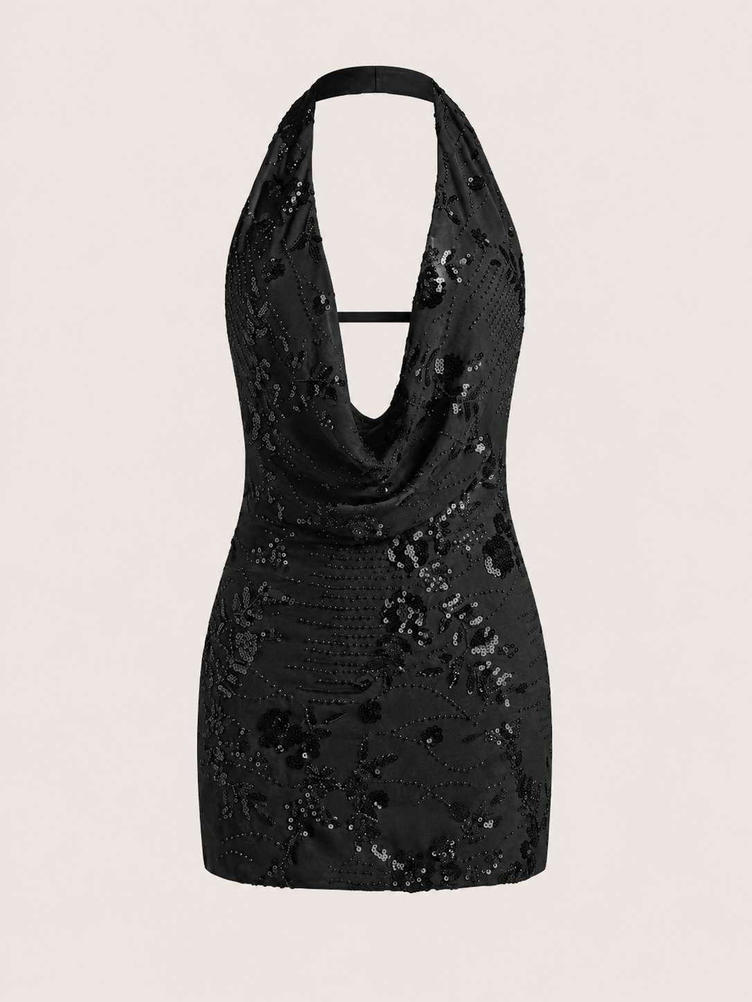 ISLA HALTER MINI DRESS - BLACK