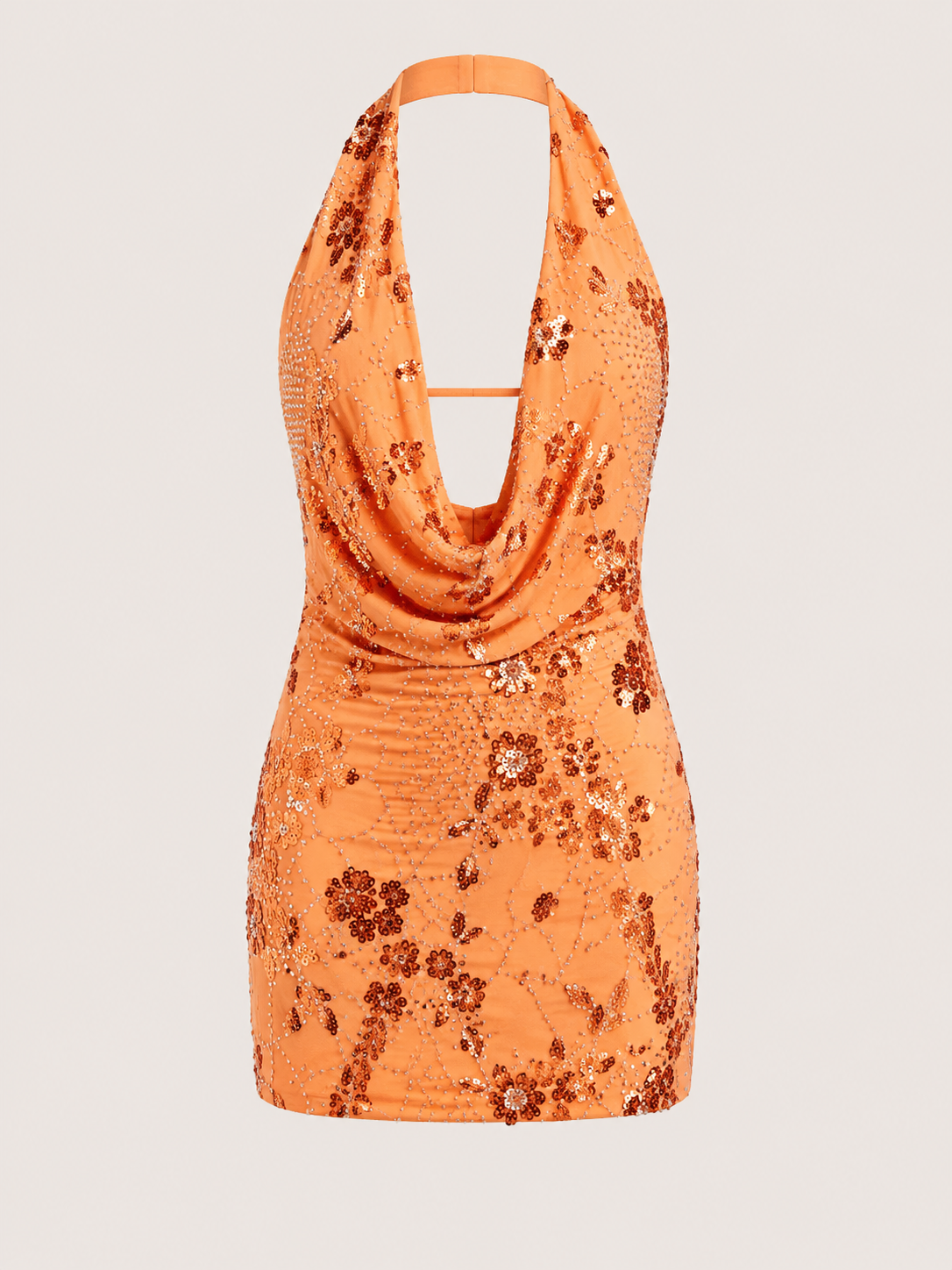 ISLA HALTER MINI DRESS - ORANGE