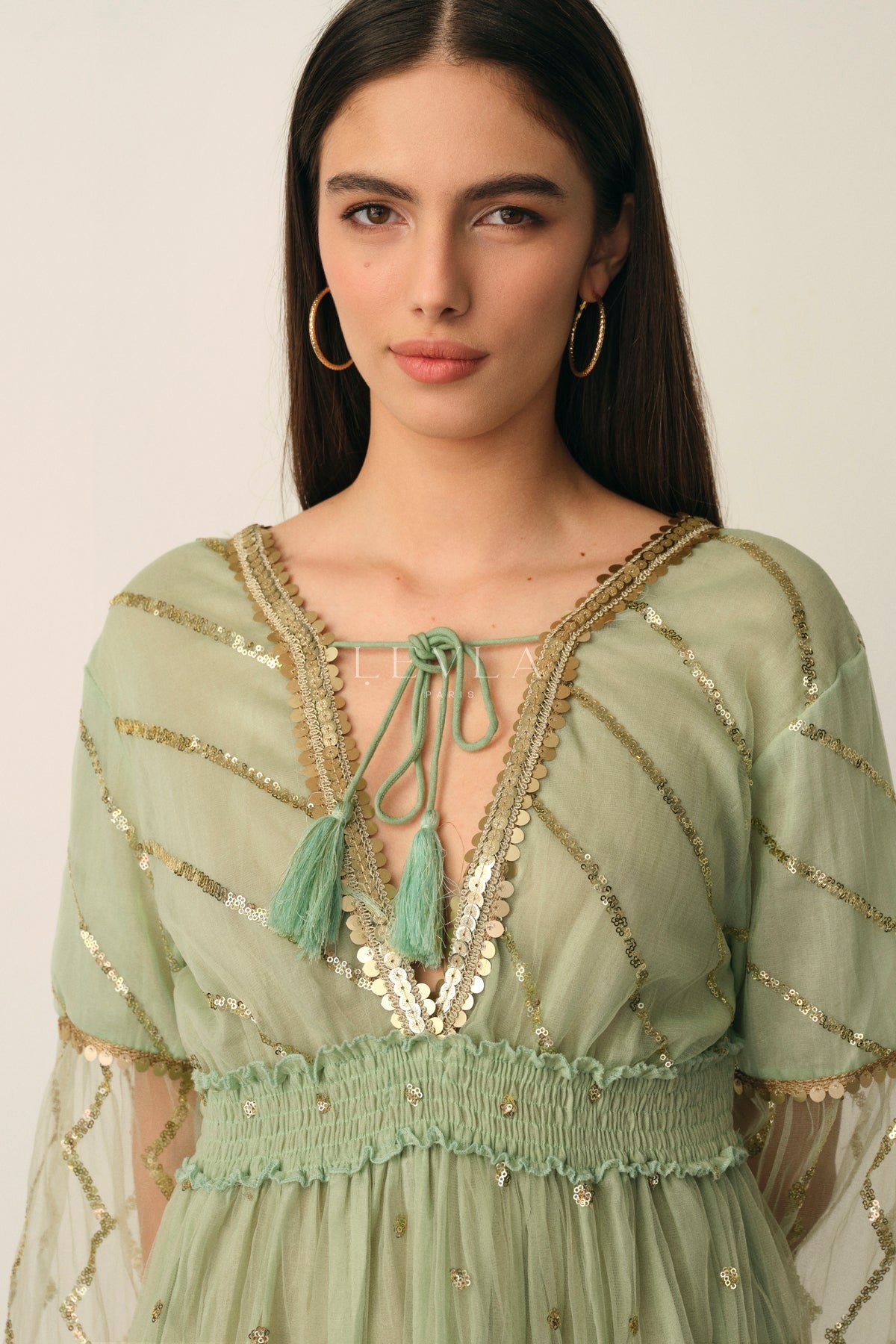 Neta Dress - Short dress with golden details - White