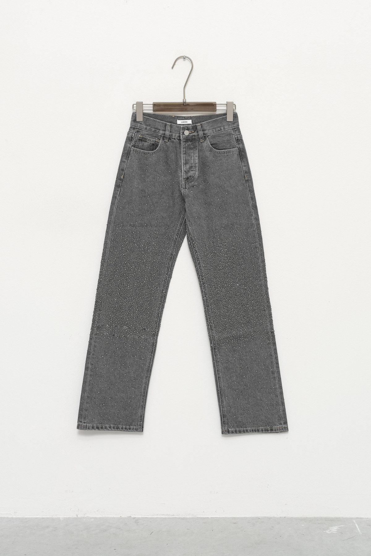 Taşlı premium yüksek bel jean