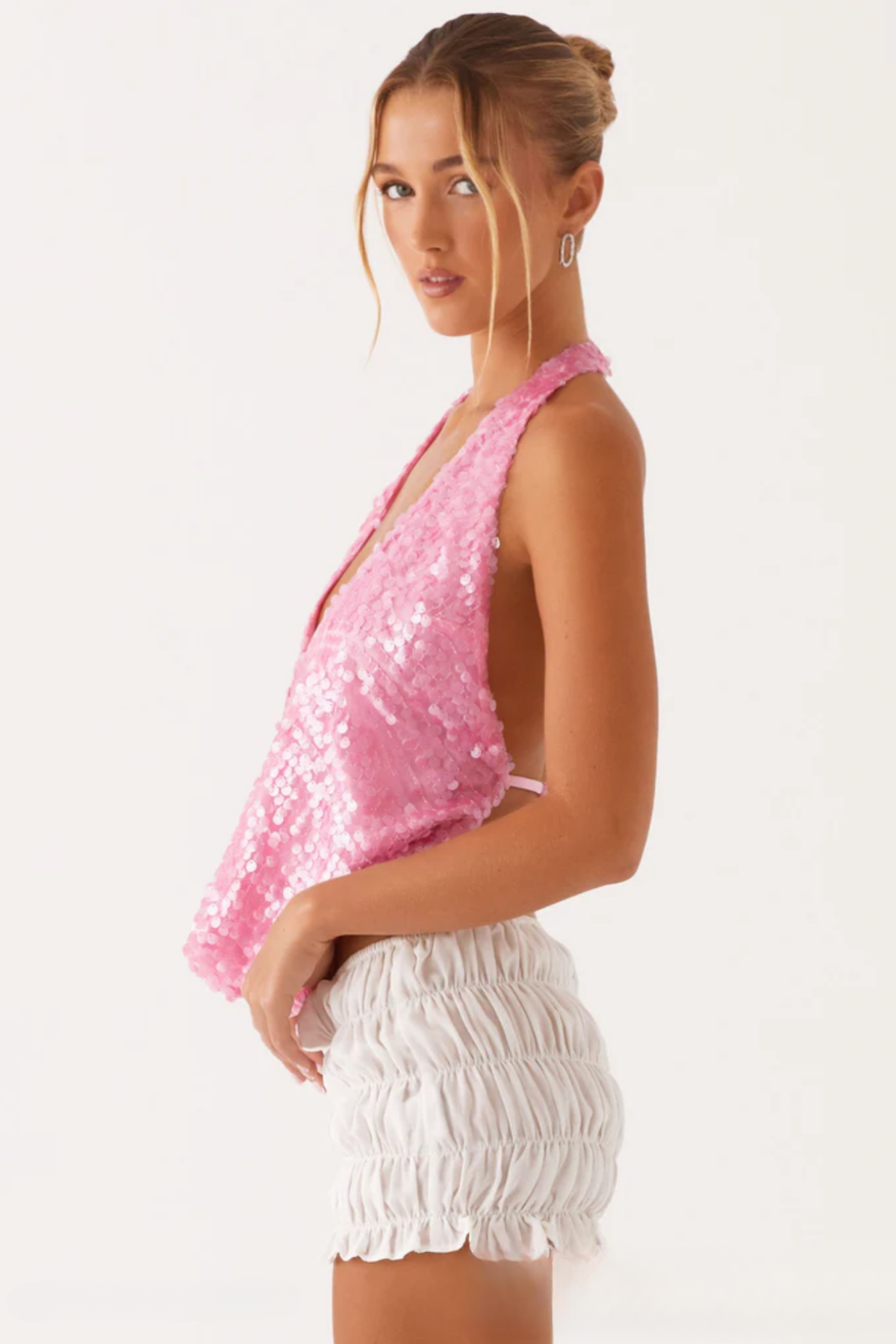 Degaje yaka pullu top