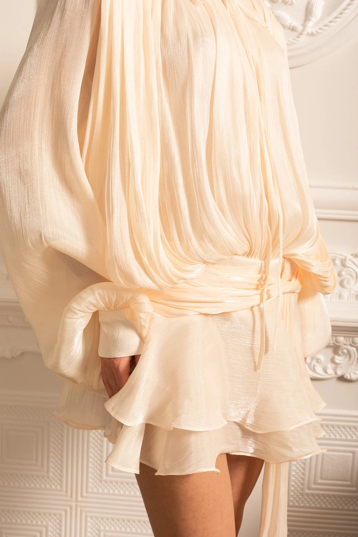 ADÈLE SILK TOUCH MINI DRESS – BEIGE