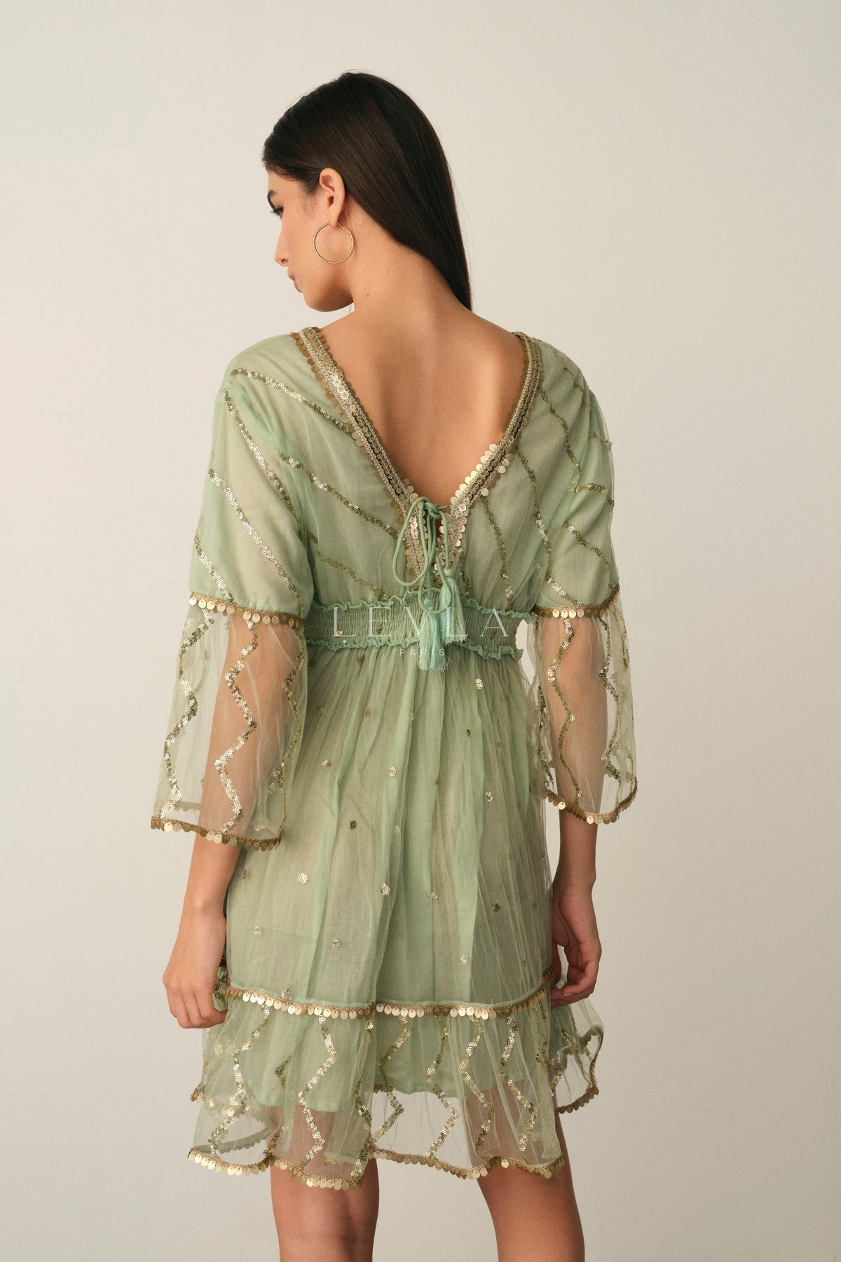 Neta Dress - Short dress with golden details - White