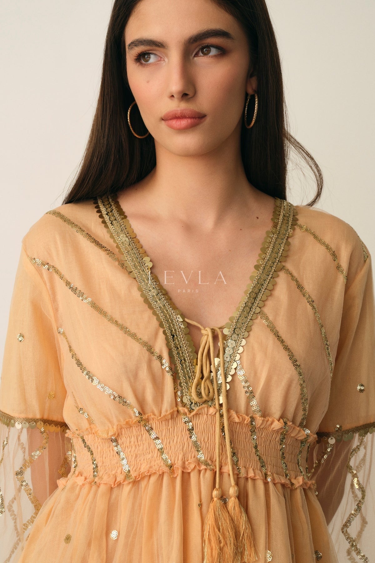Neta Dress - Short dress with golden details - White