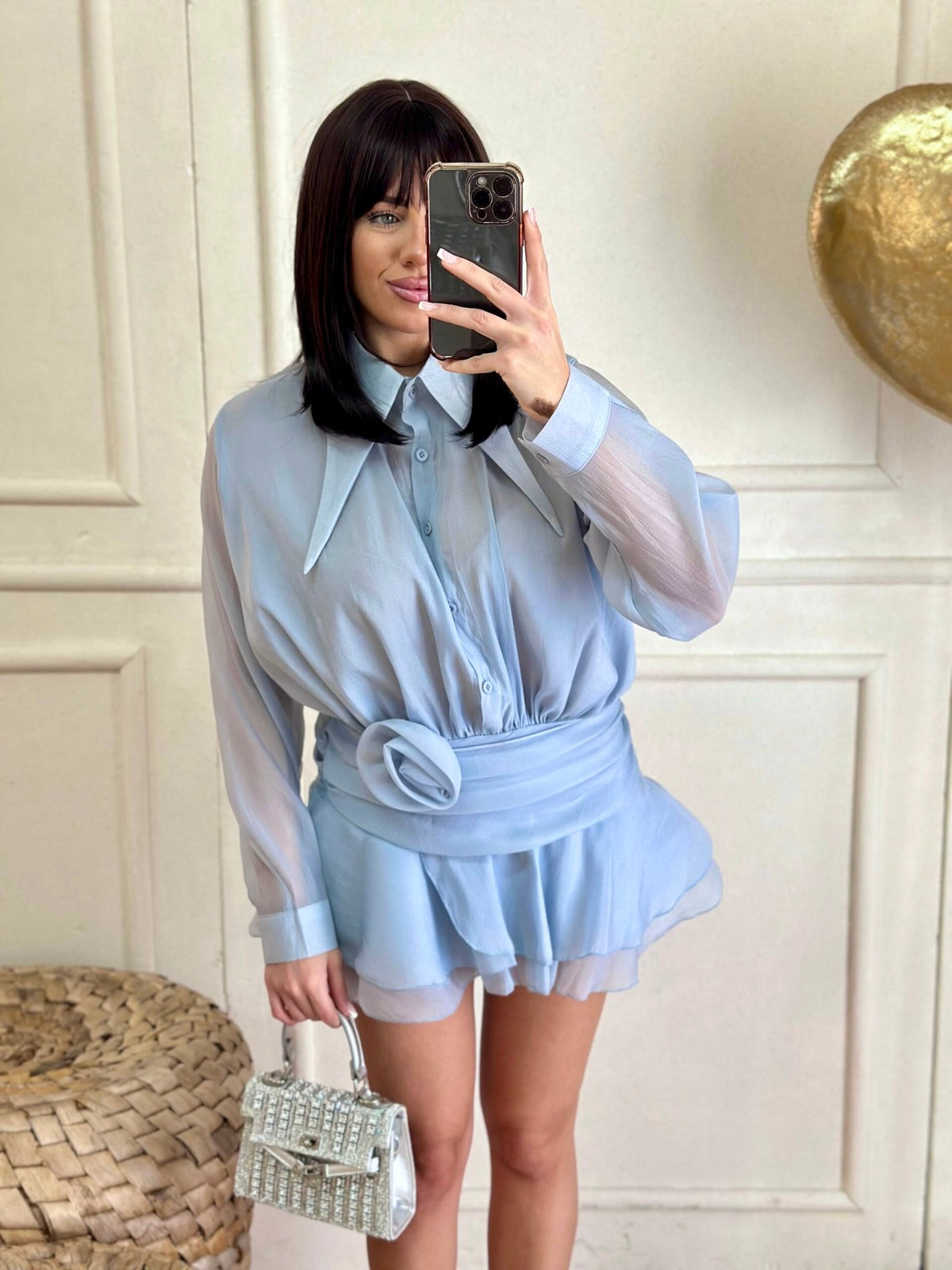 LOUISE CHIFFON MINI DRESS - BLUE