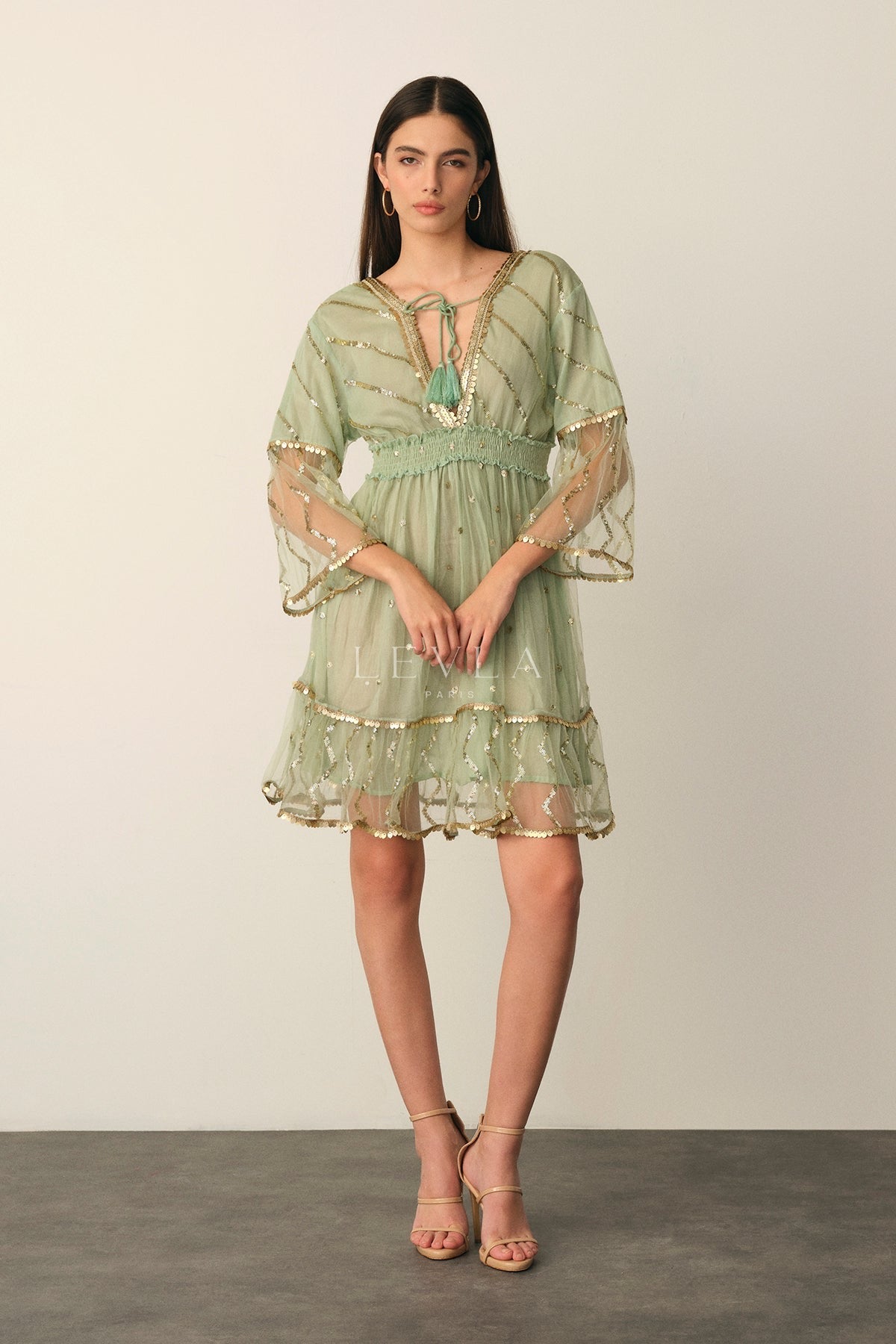 Neta Dress - Short dress with golden details - White
