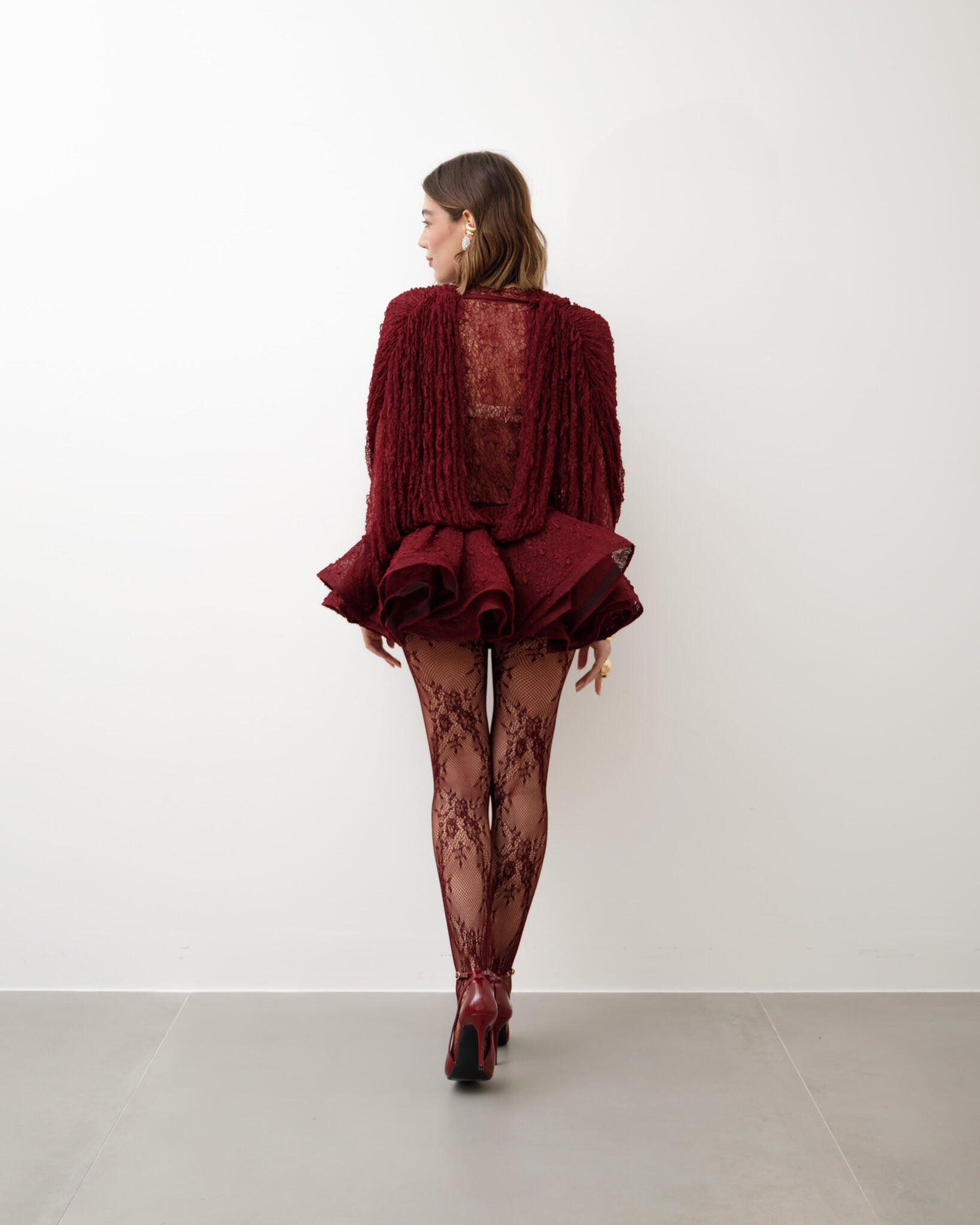 AURÉLIE LACE DRESS - BURGUNDY