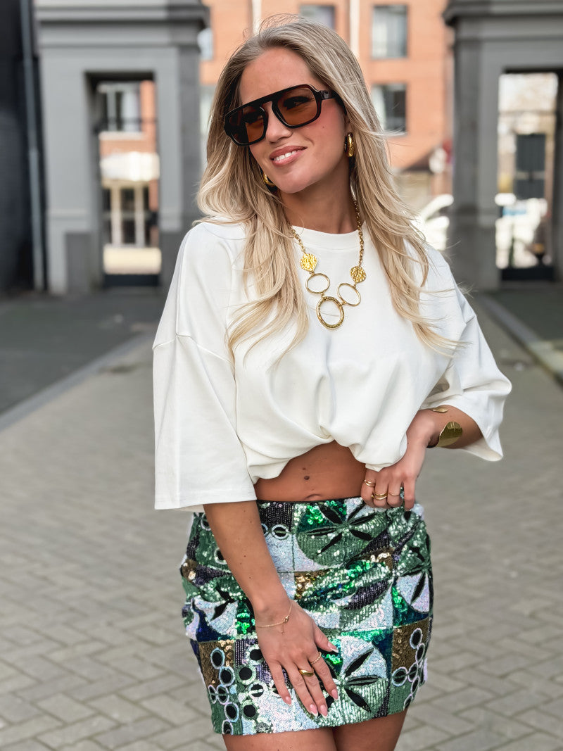 Palma Verde Sequin Mini Skirt