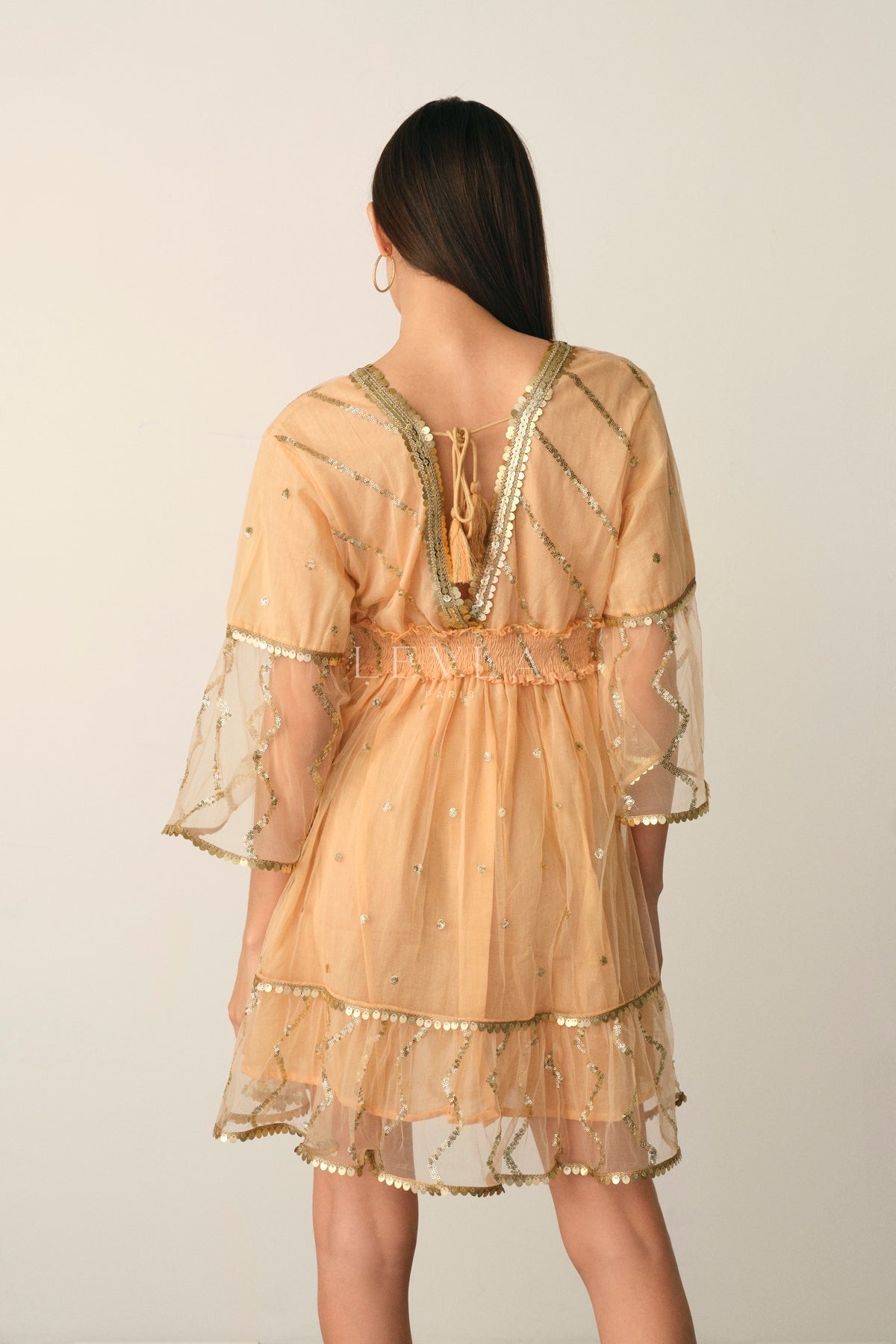Neta Dress - Short dress with golden details - White