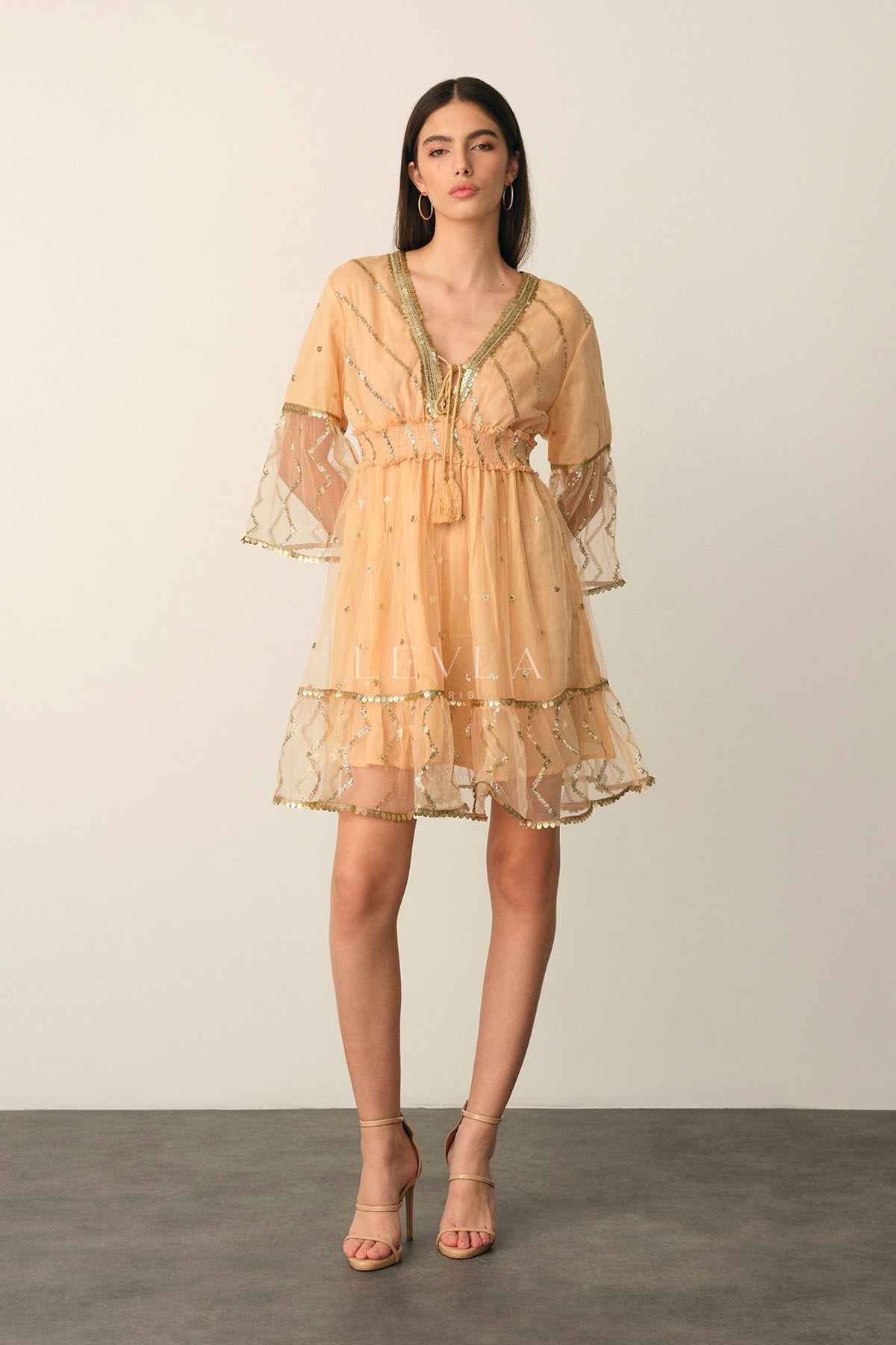 Neta Dress - Short dress with golden details - White