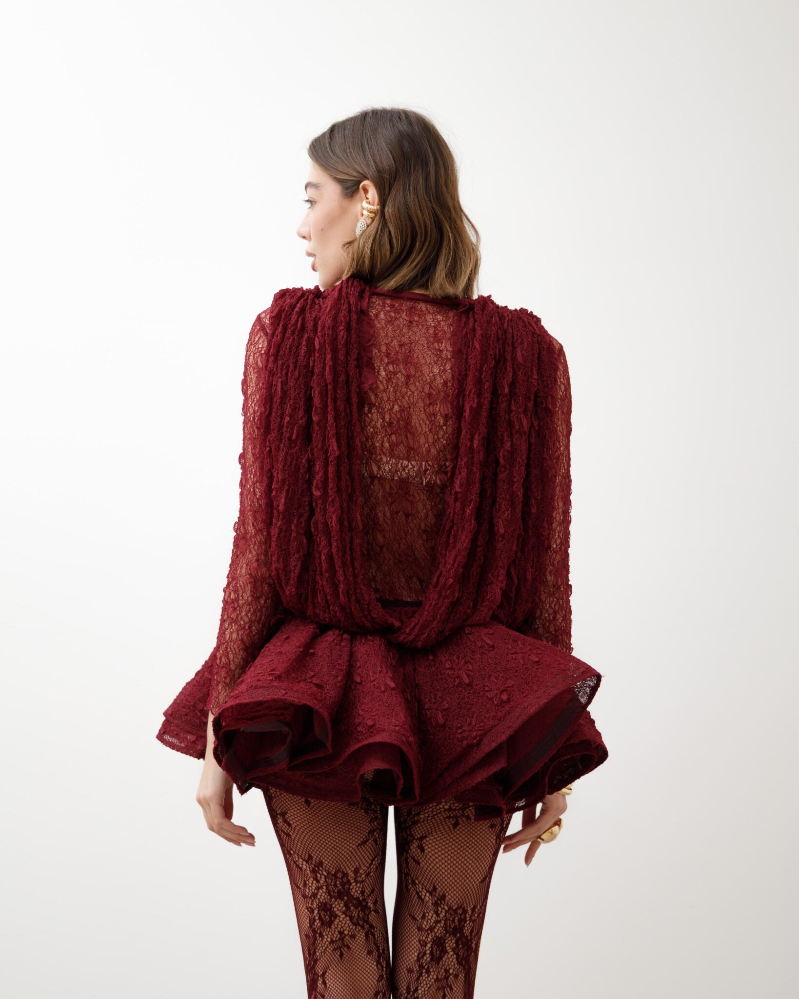 AURÉLIE LACE DRESS - BURGUNDY