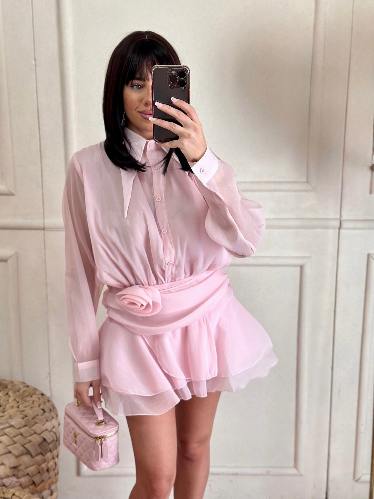 LOUISE CHIFFON MINI DRESS - PINK