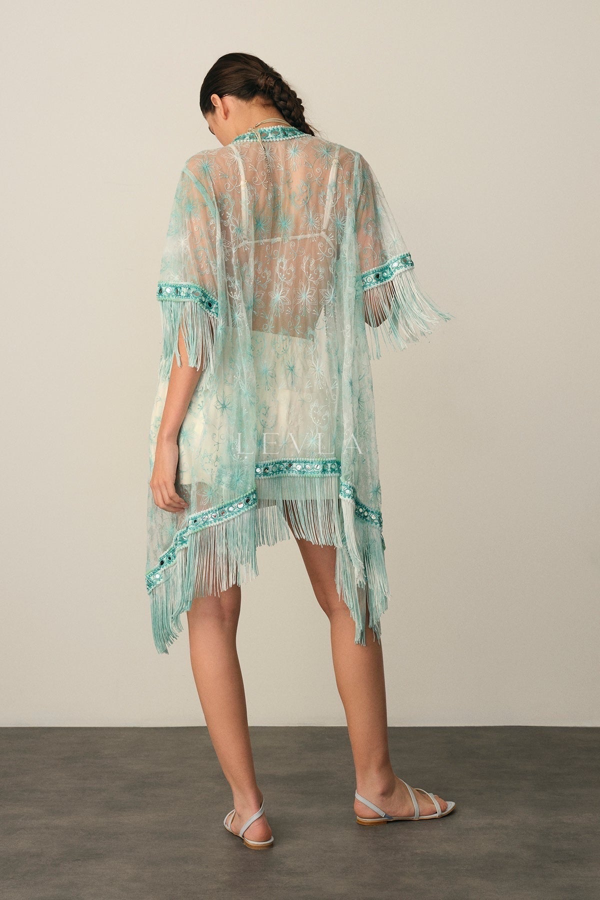 Dantel saçaklı kimono