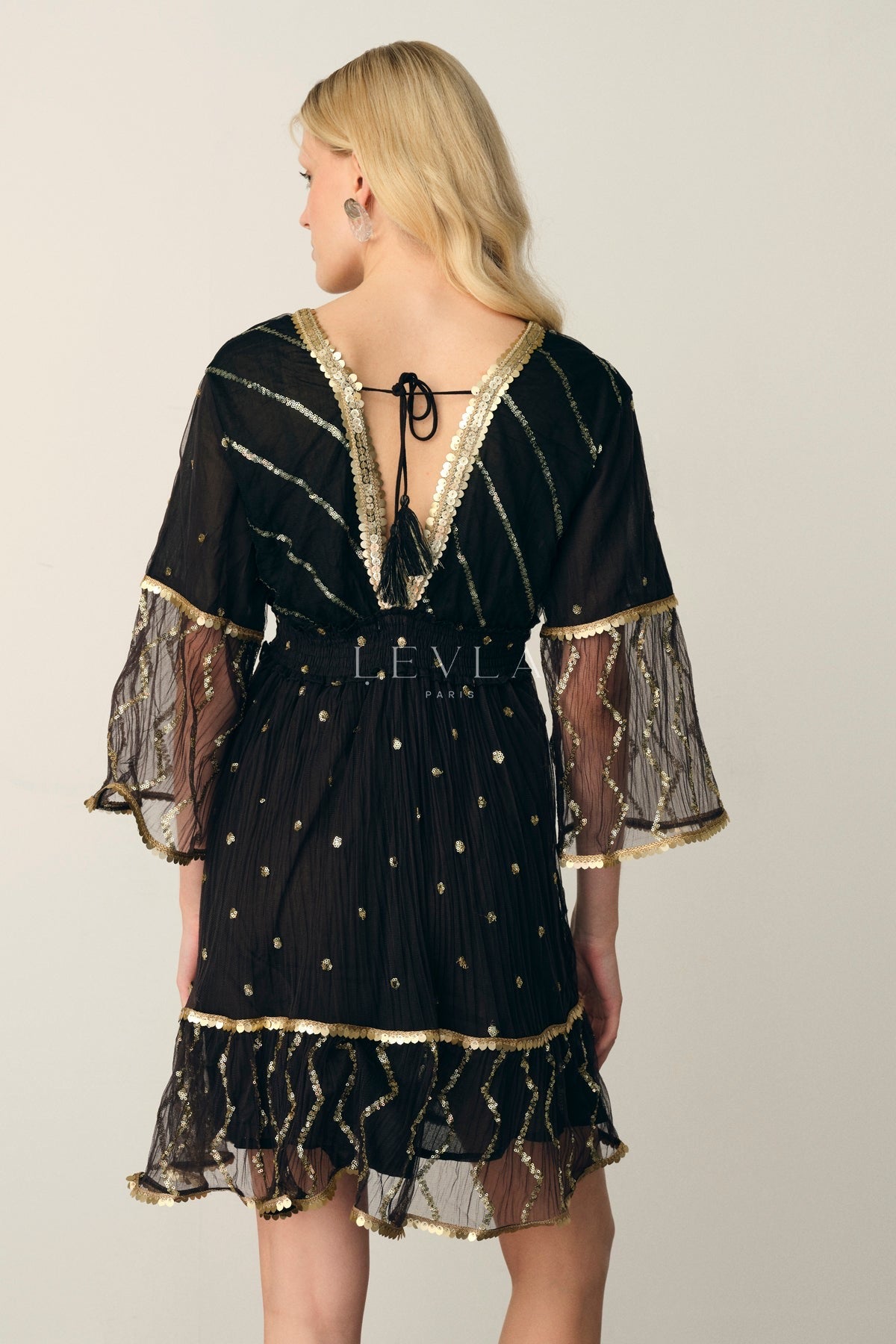 Neta Dress - Short dress with golden details - White