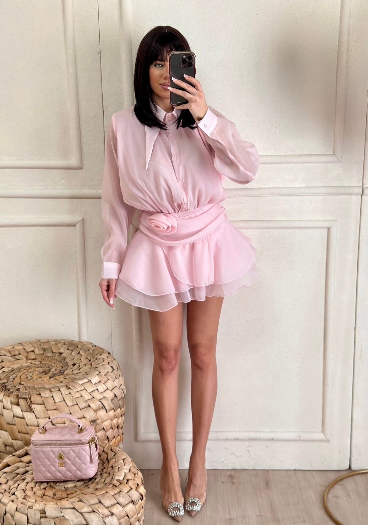LOUISE CHIFFON MINI DRESS - PINK