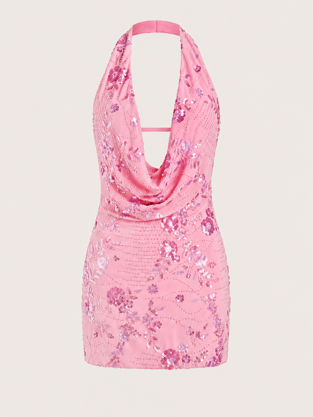 ISLA HALTER MINI DRESS - PINK